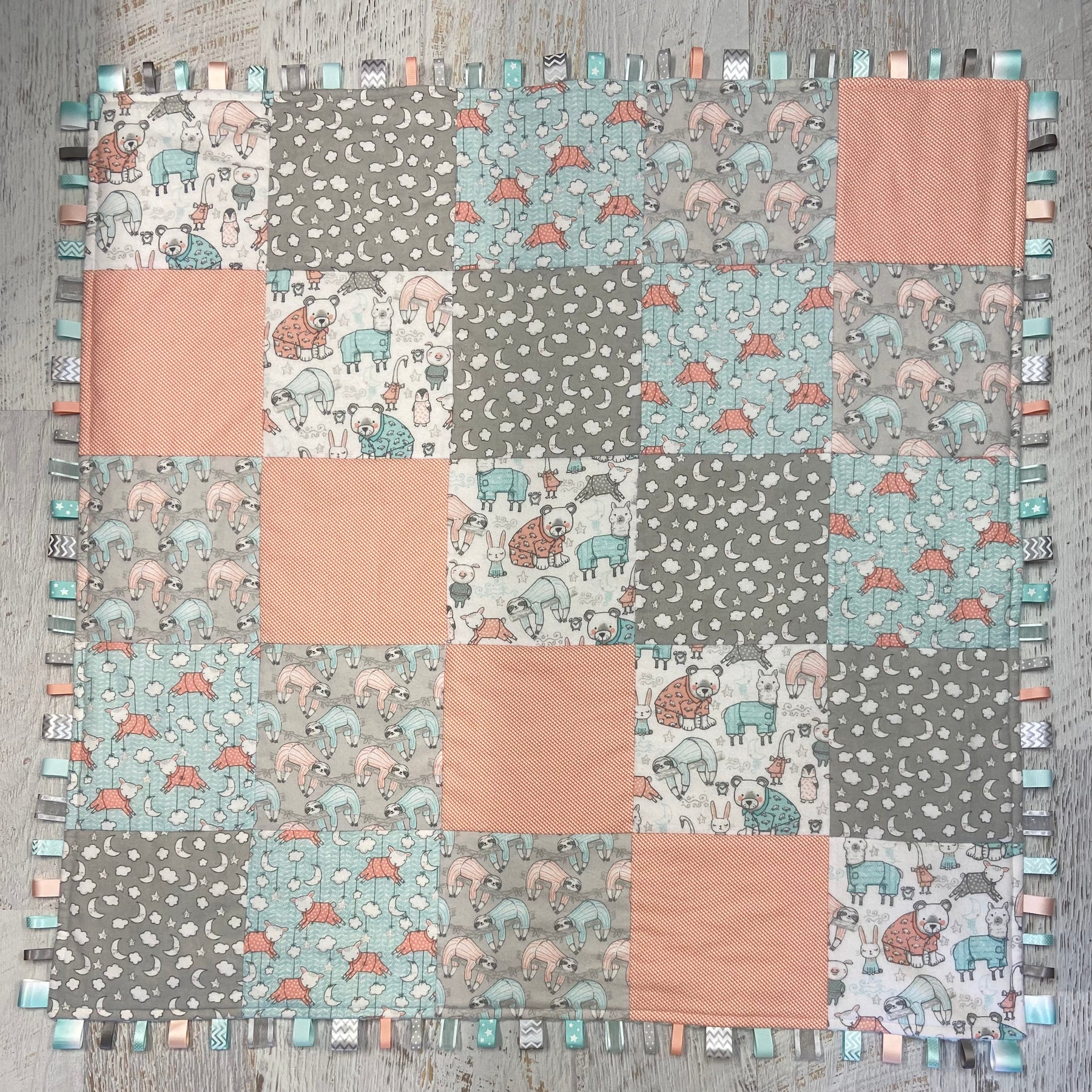 Tag-a-long Quilt/Play Mat - Animals in PJs