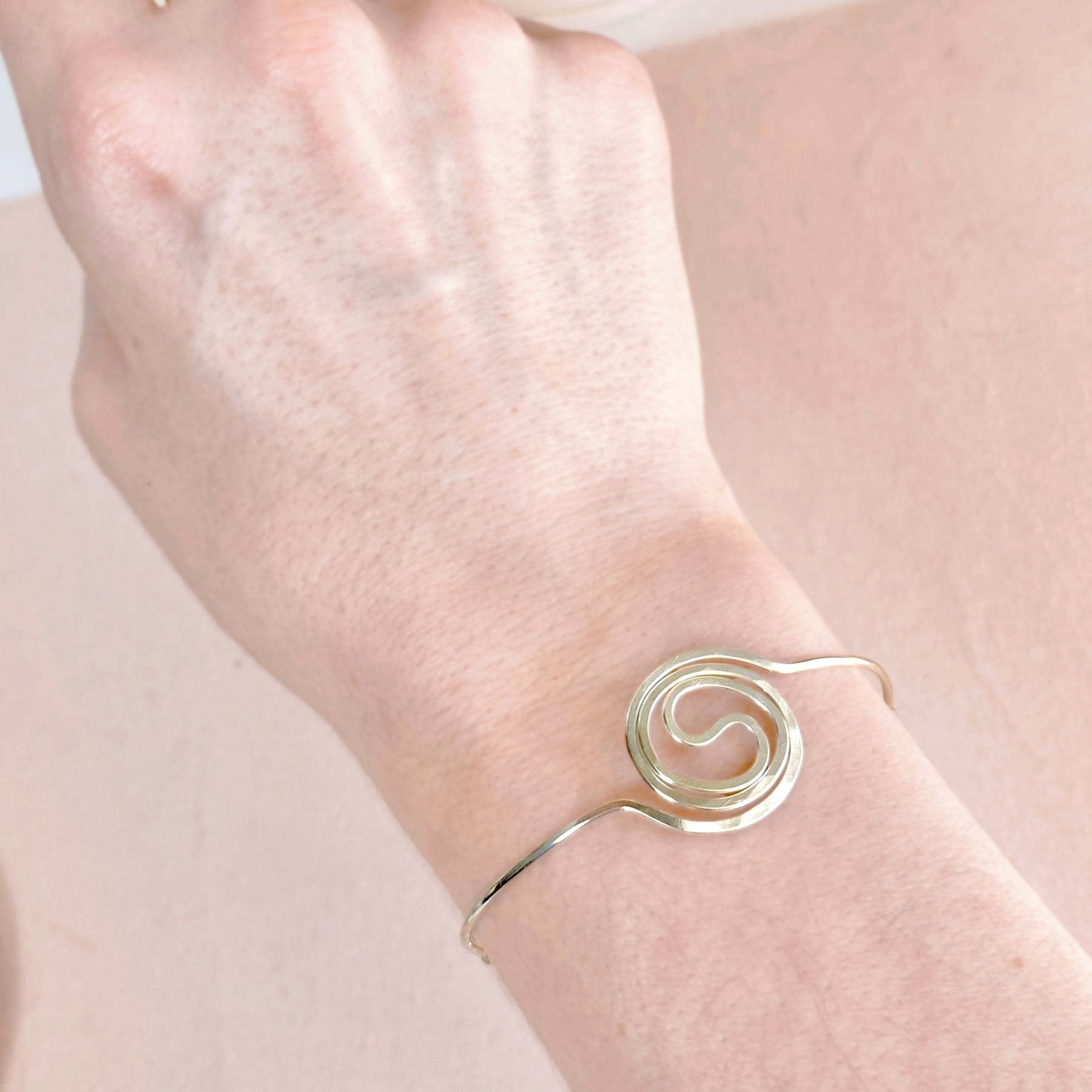 Yin & Yang spiralling silver cuff bracelet | Sterling Silver