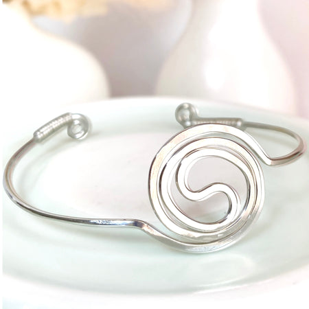 Yin & Yang spiralling silver cuff bracelet | Sterling Silver