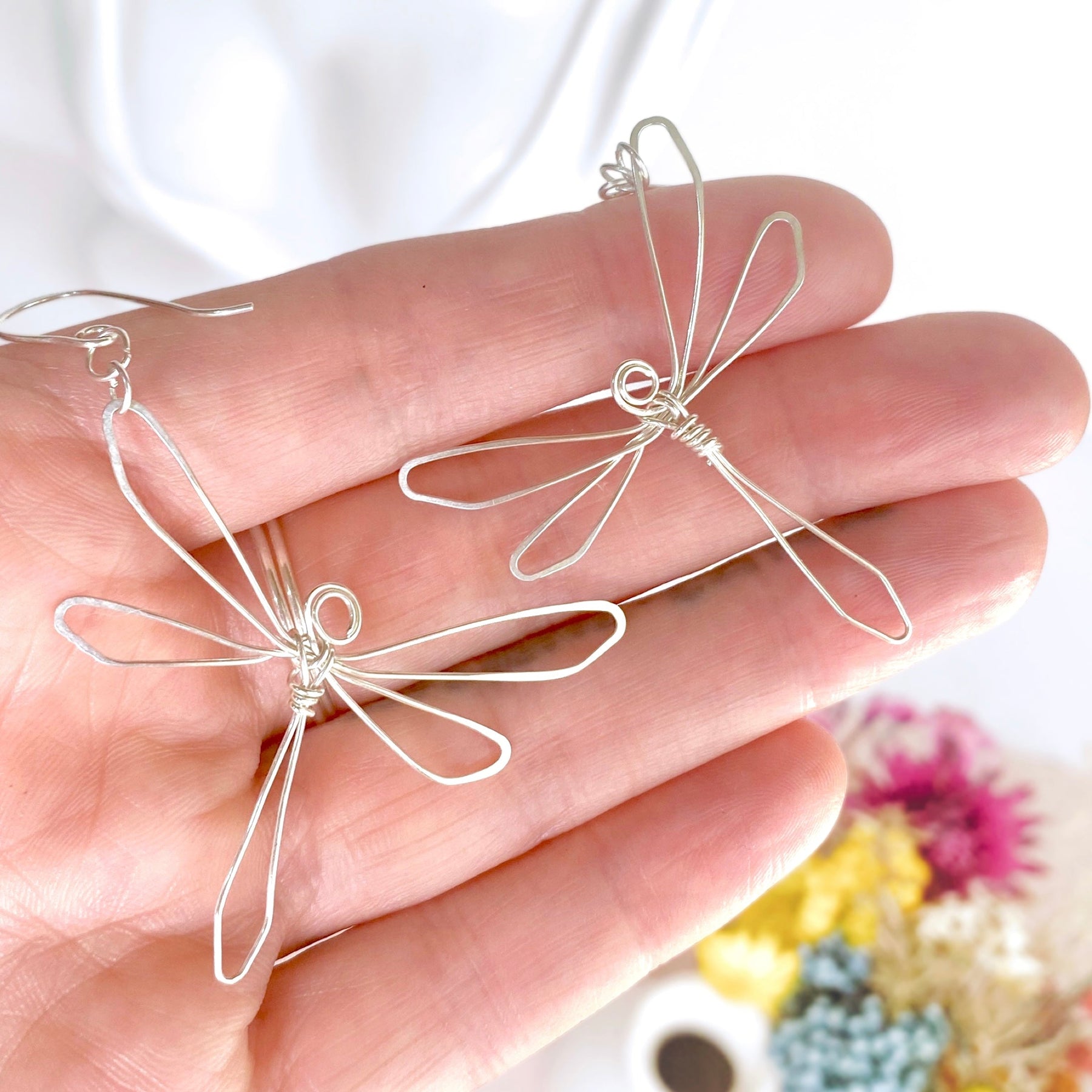 Dragonfly sterling silver dangle earrings | ONE PAIR ONLY