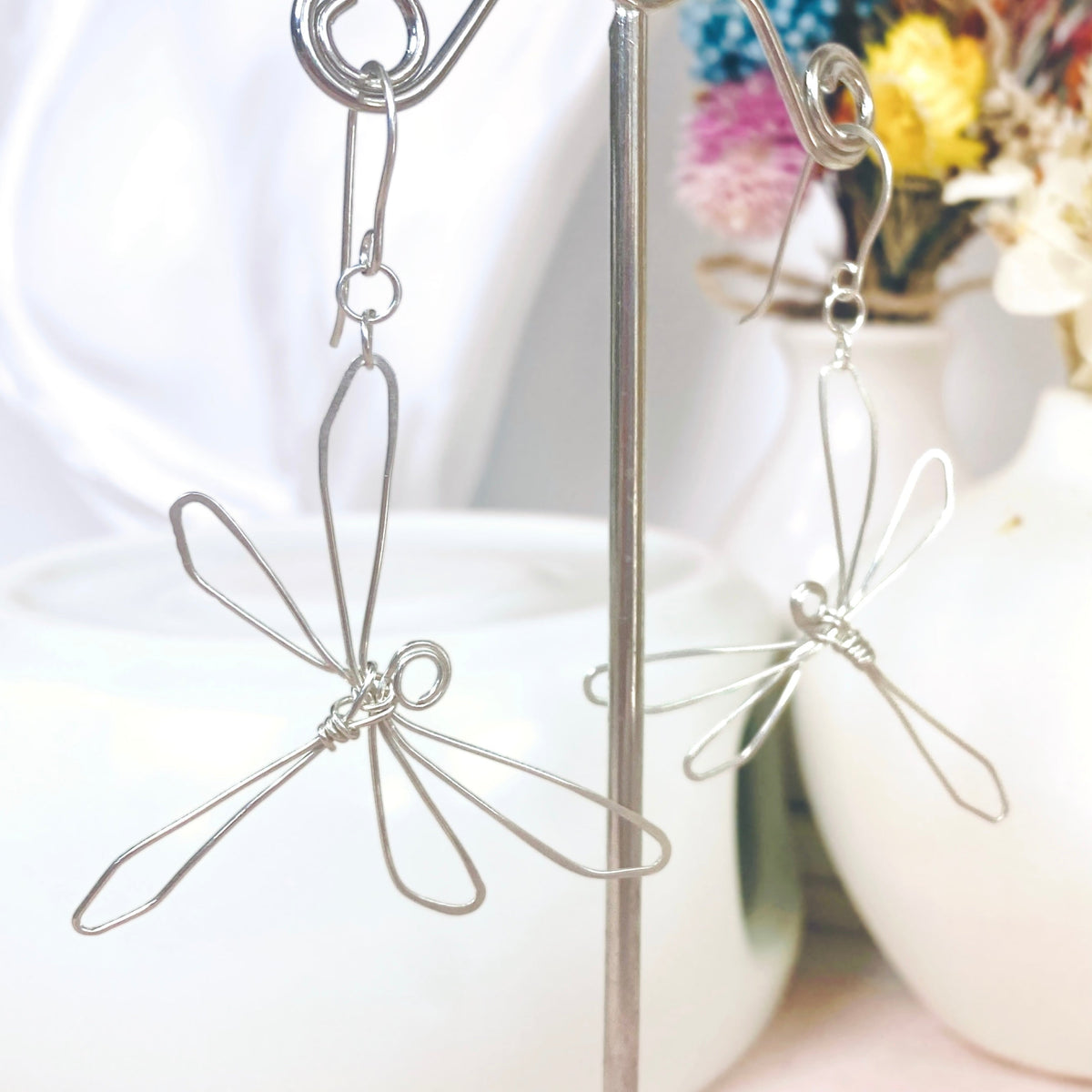 Dragonfly sterling silver dangle earrings | ONE PAIR ONLY