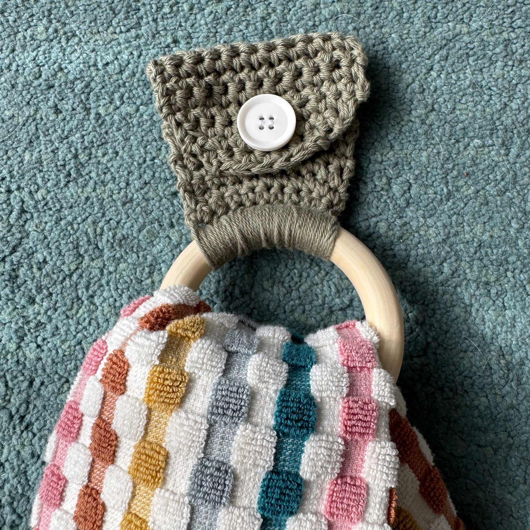 Crochet Tea Towel Ring | Various Crochet Top with Button