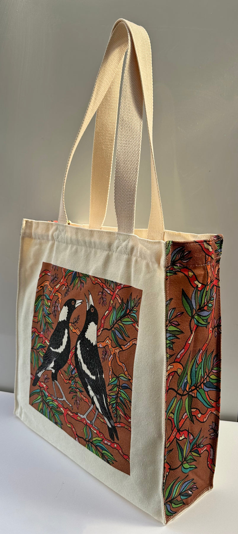 Magpies Canvas art tote bag - carry or over shoulder