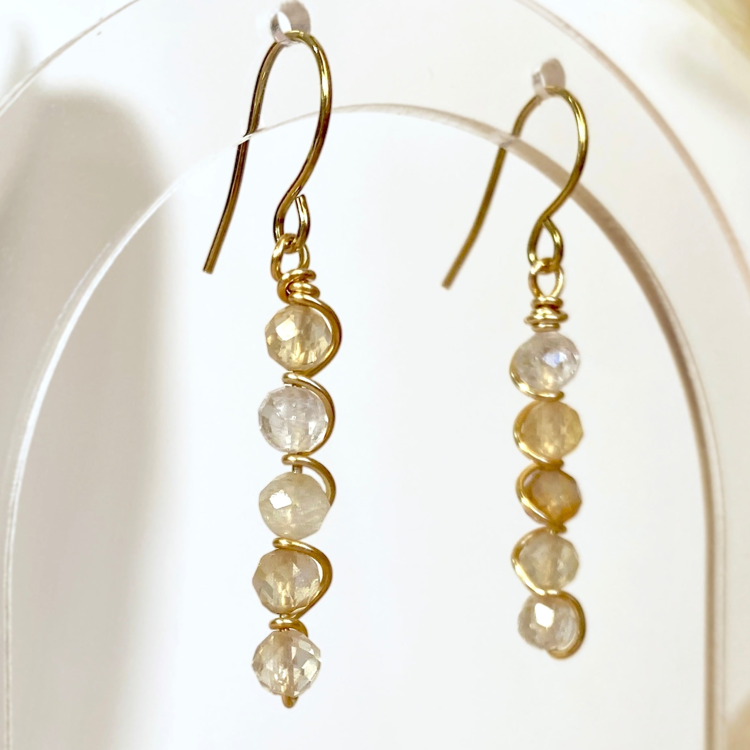 Natural citrine beaded dangle earrings | 14k gold-filled | November birthstone gift