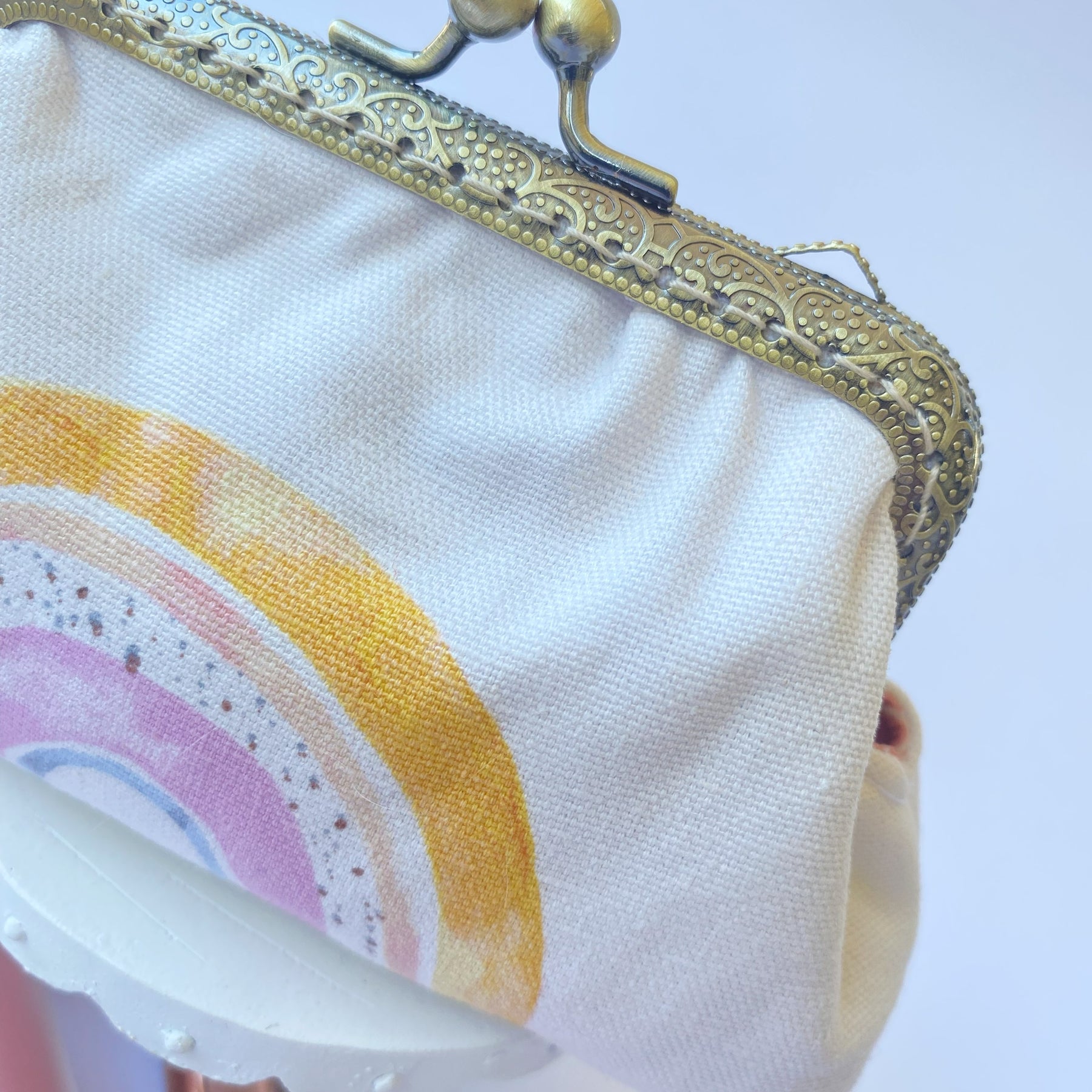Small coin or cosmetic purse - pastel rainbows
