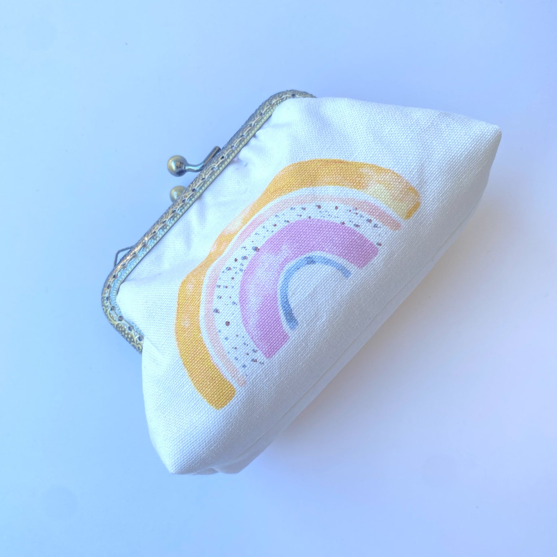 Small coin or cosmetic purse - pastel rainbows