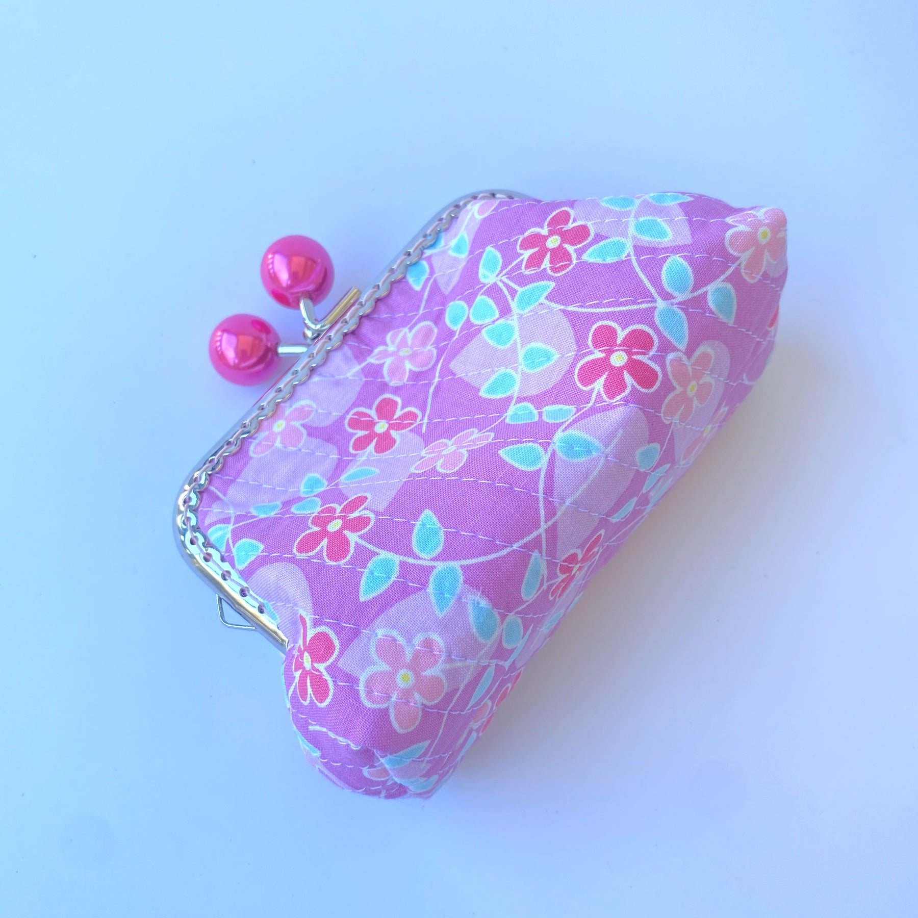 Small coin or cosmetic purse - pink and lilac