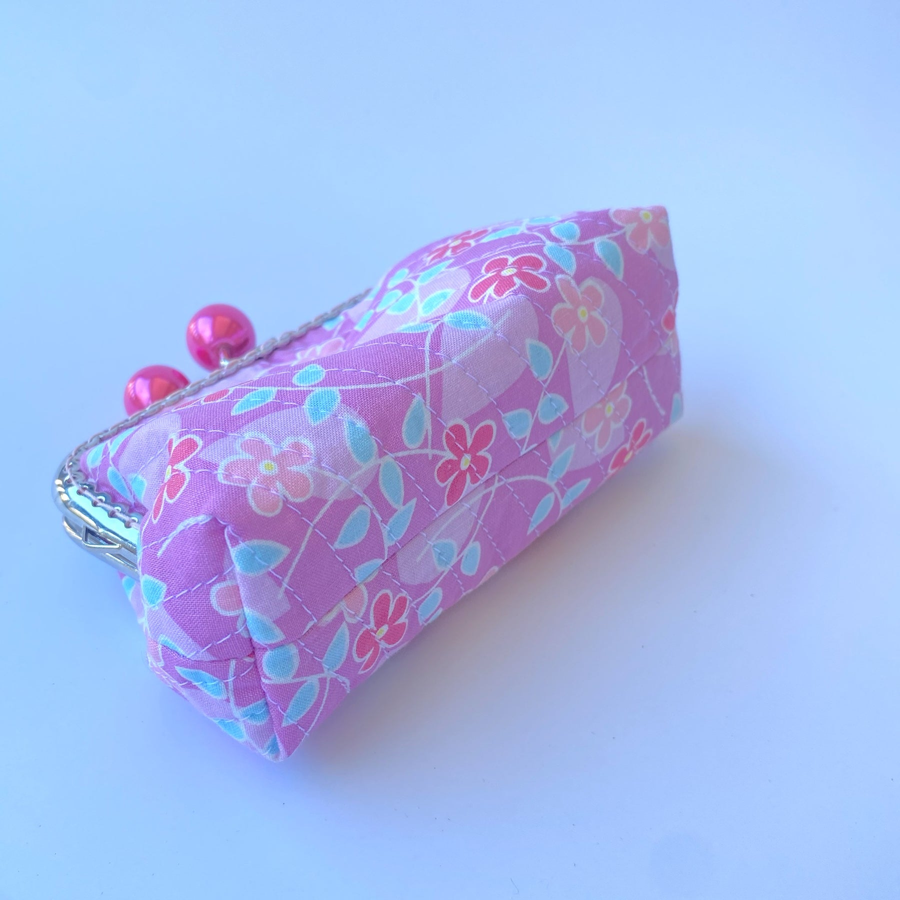 Small coin or cosmetic purse - pink and lilac