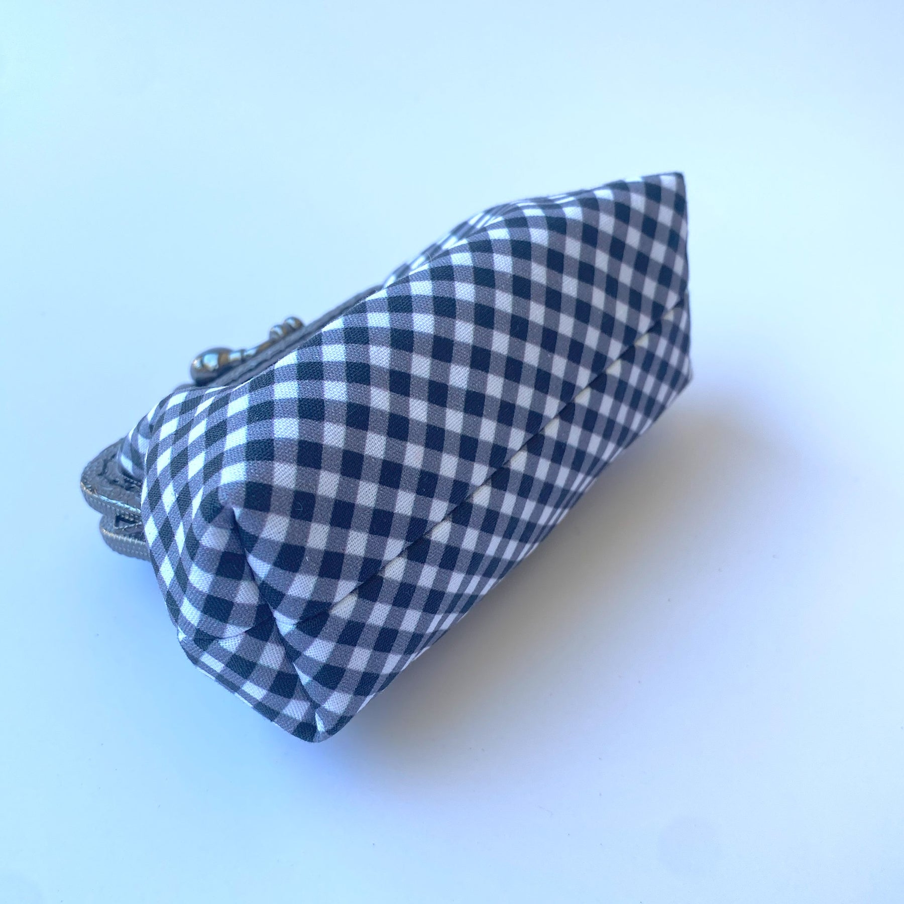 Small coin or cosmetic purse - black and white gingham