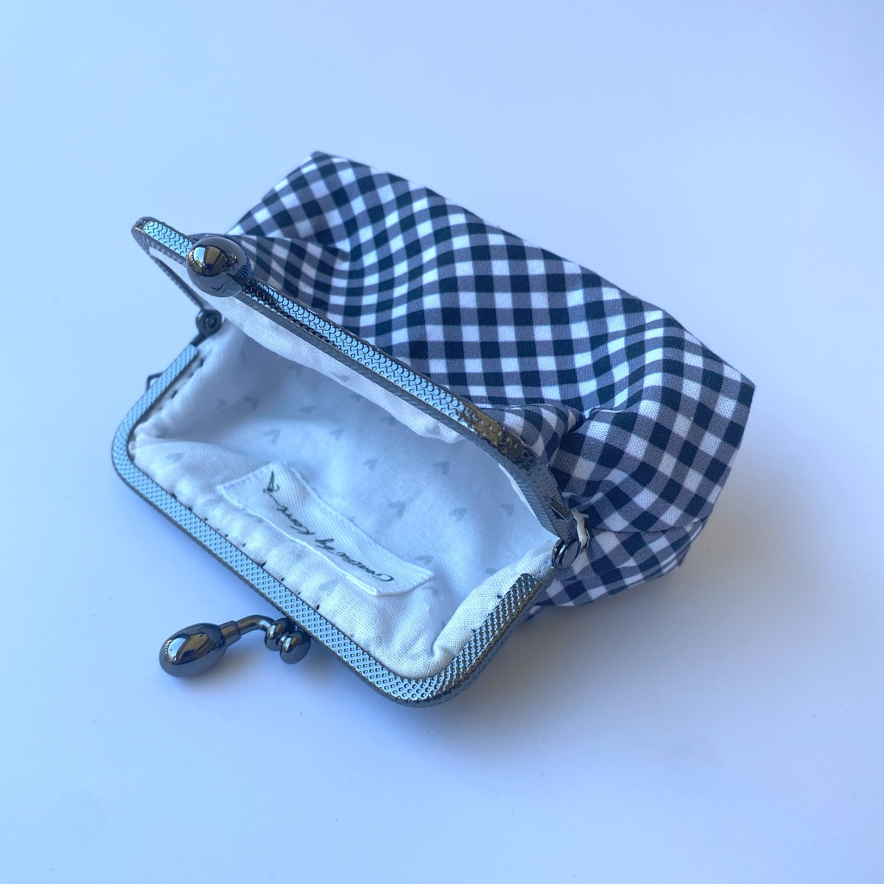 Small coin or cosmetic purse - black and white gingham