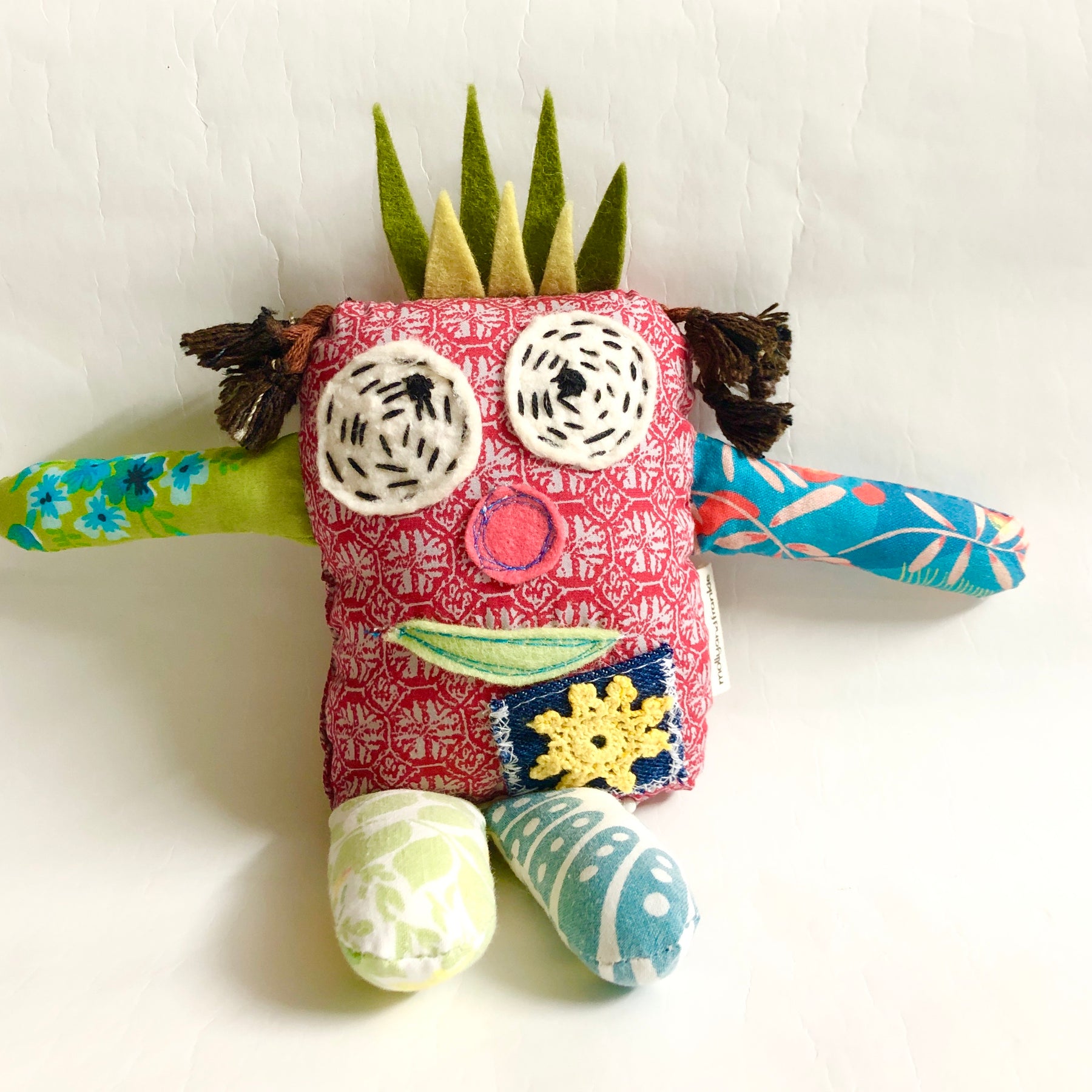 fabric monsters Fabric Monster Doll, Worry Doll, Softie Art Doll