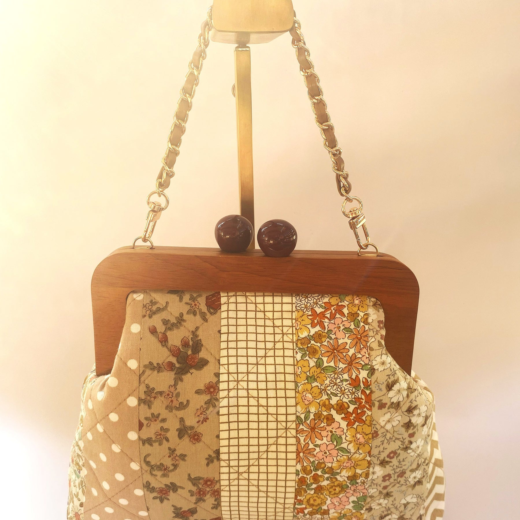 Clutch purse / handbag with timber frame - colours of nature