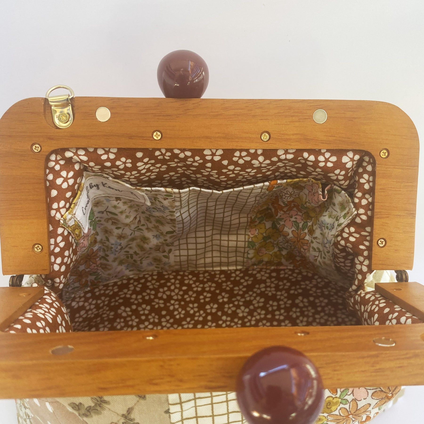 Clutch purse / handbag with timber frame - colours of nature