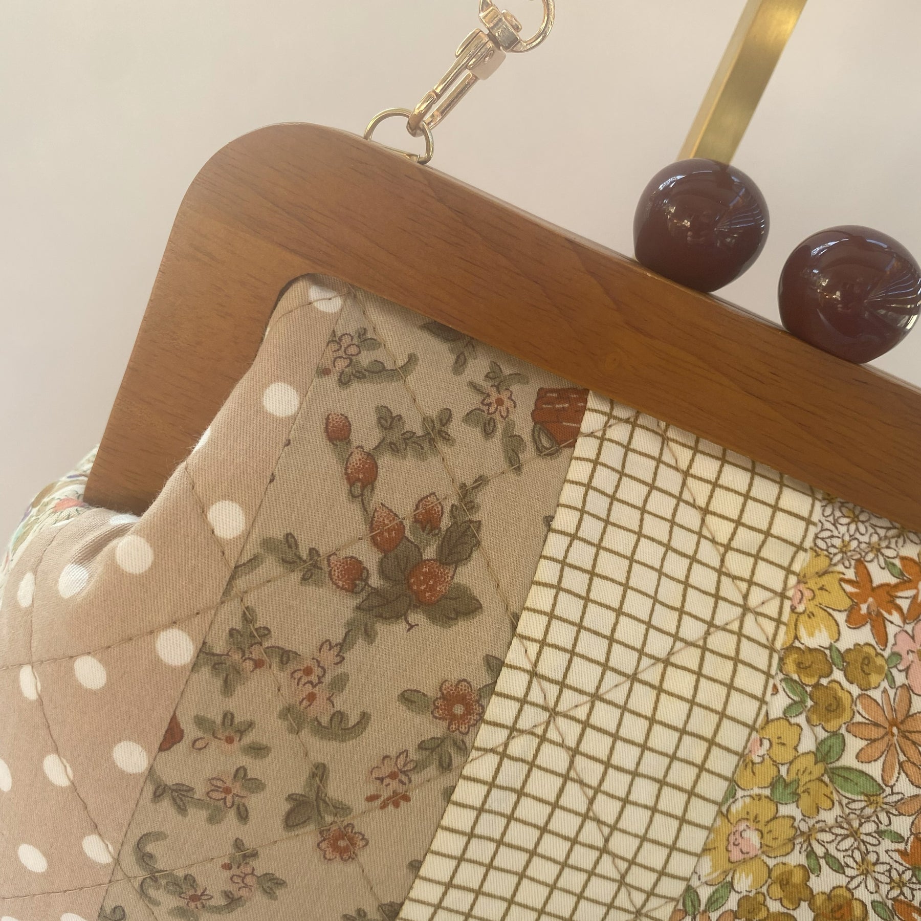 Clutch purse / handbag with timber frame - colours of nature