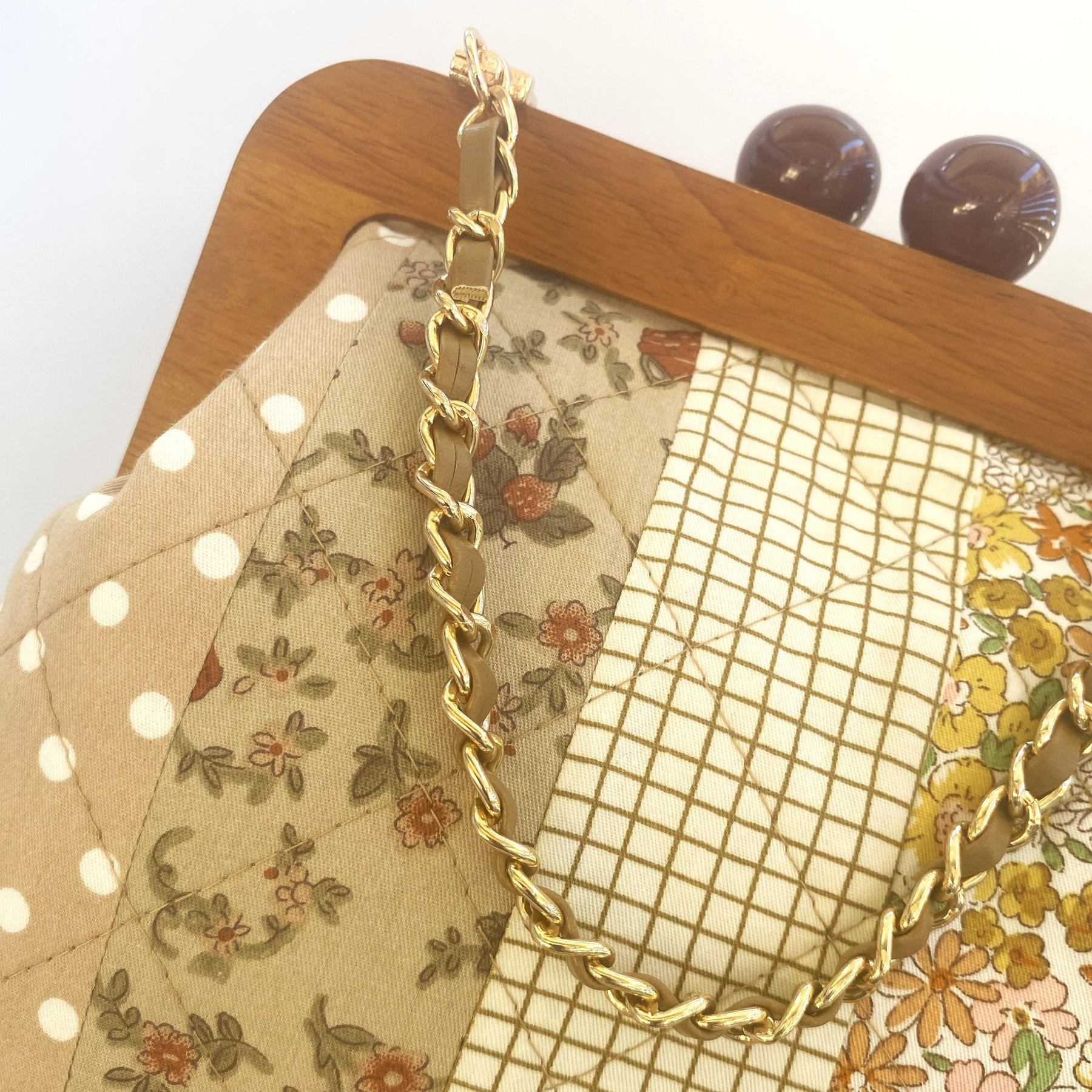 Clutch purse / handbag with timber frame - colours of nature