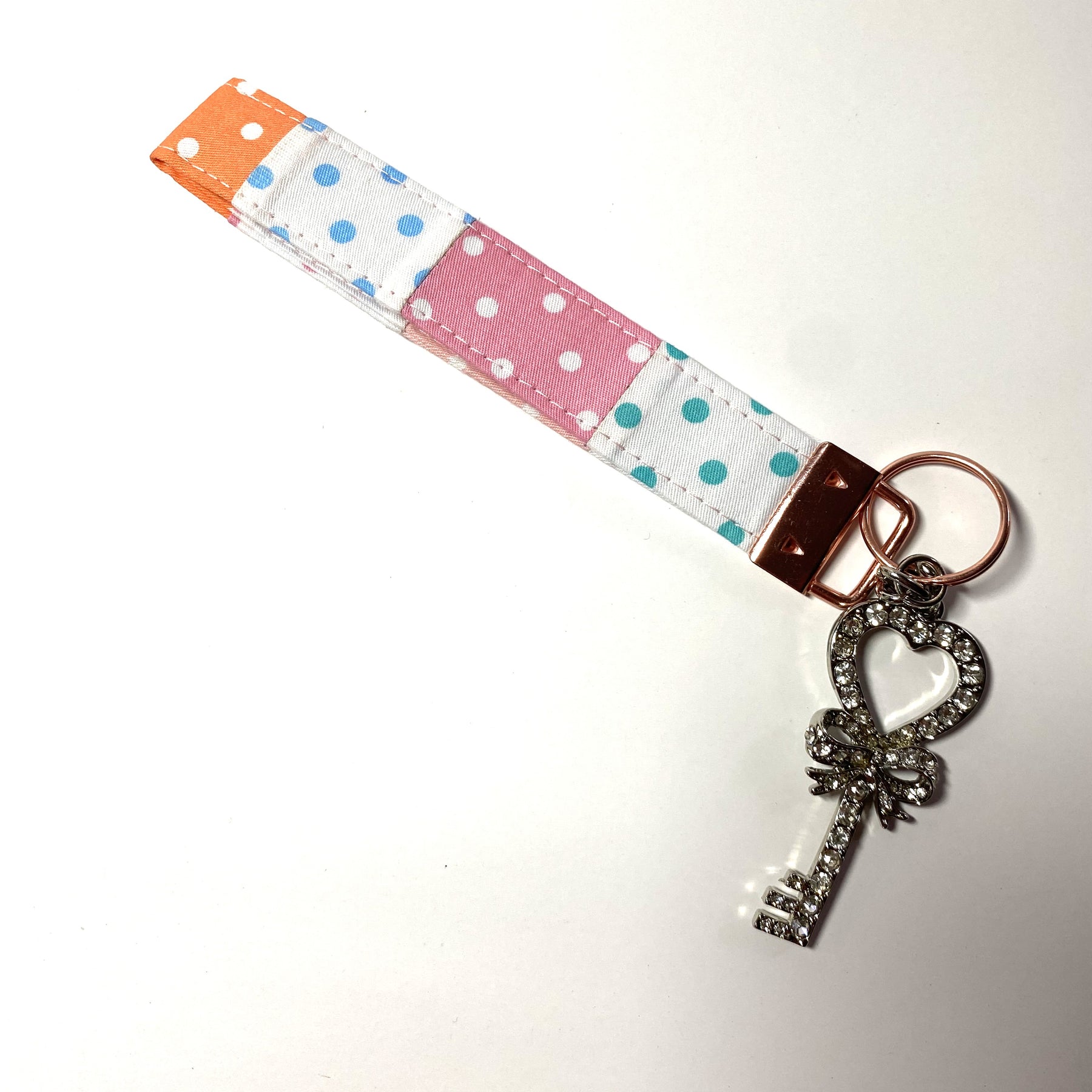 Key fob / wristlet - polka dots