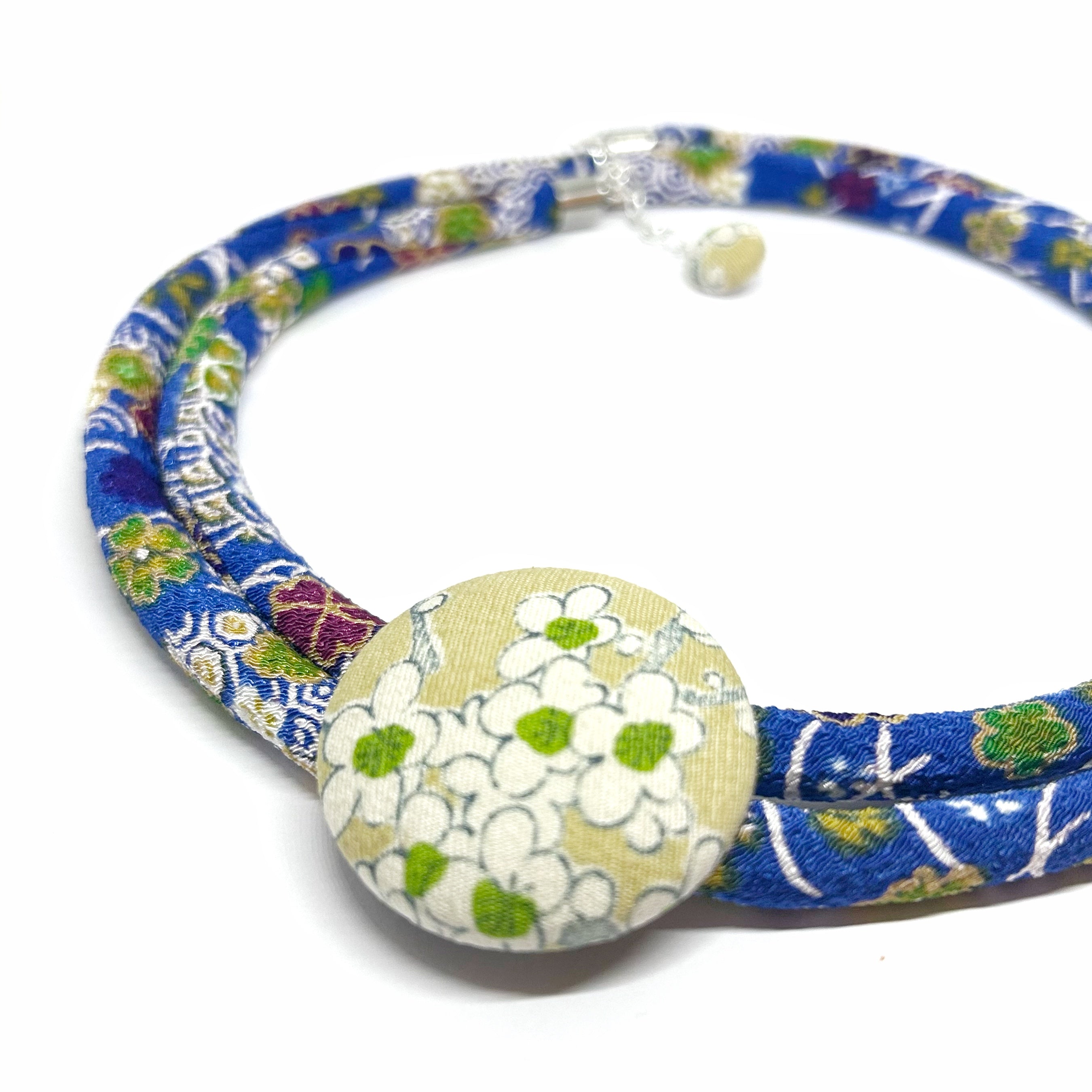 Kimono Cord Necklace - Blue and Green