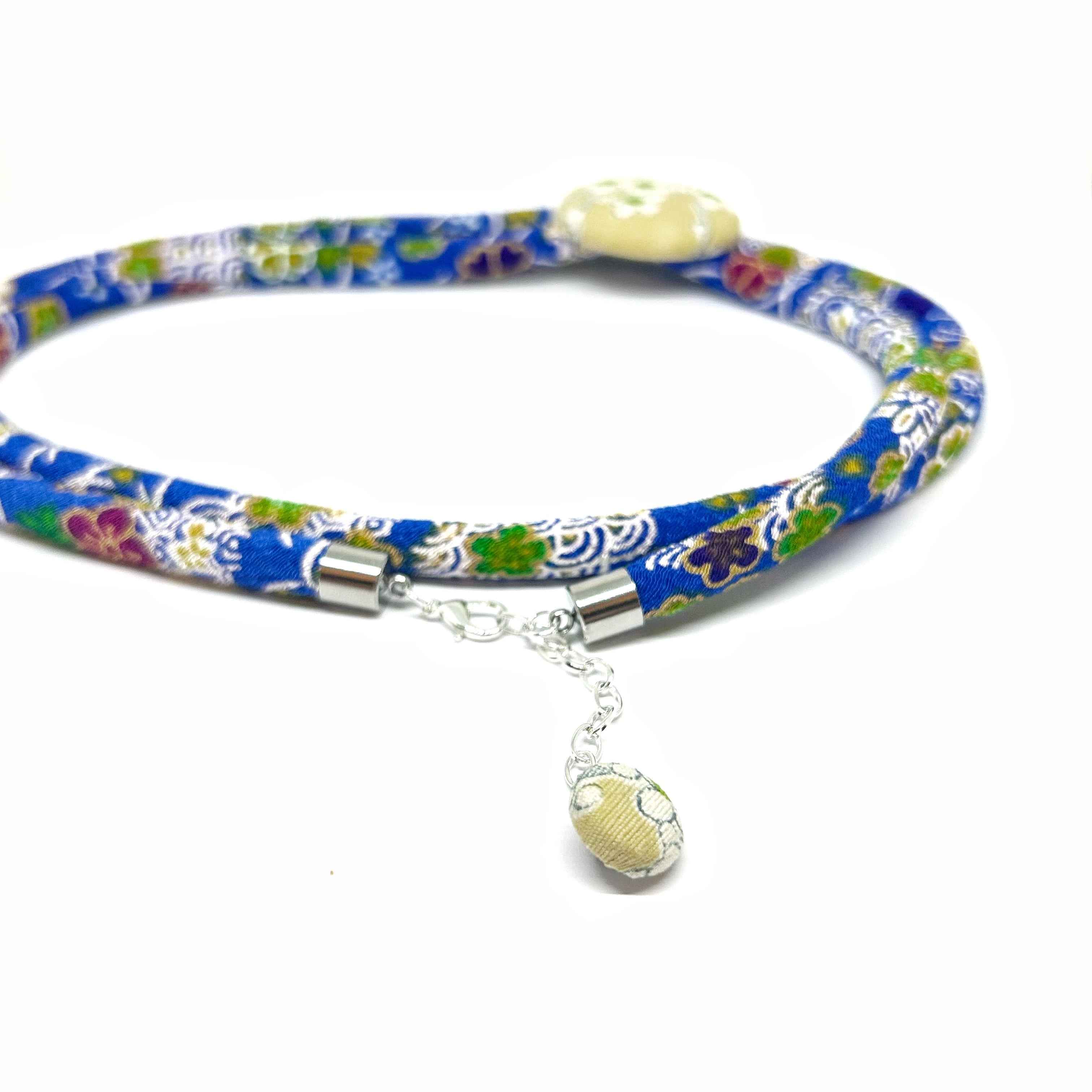 Kimono Cord Necklace - Blue and Green