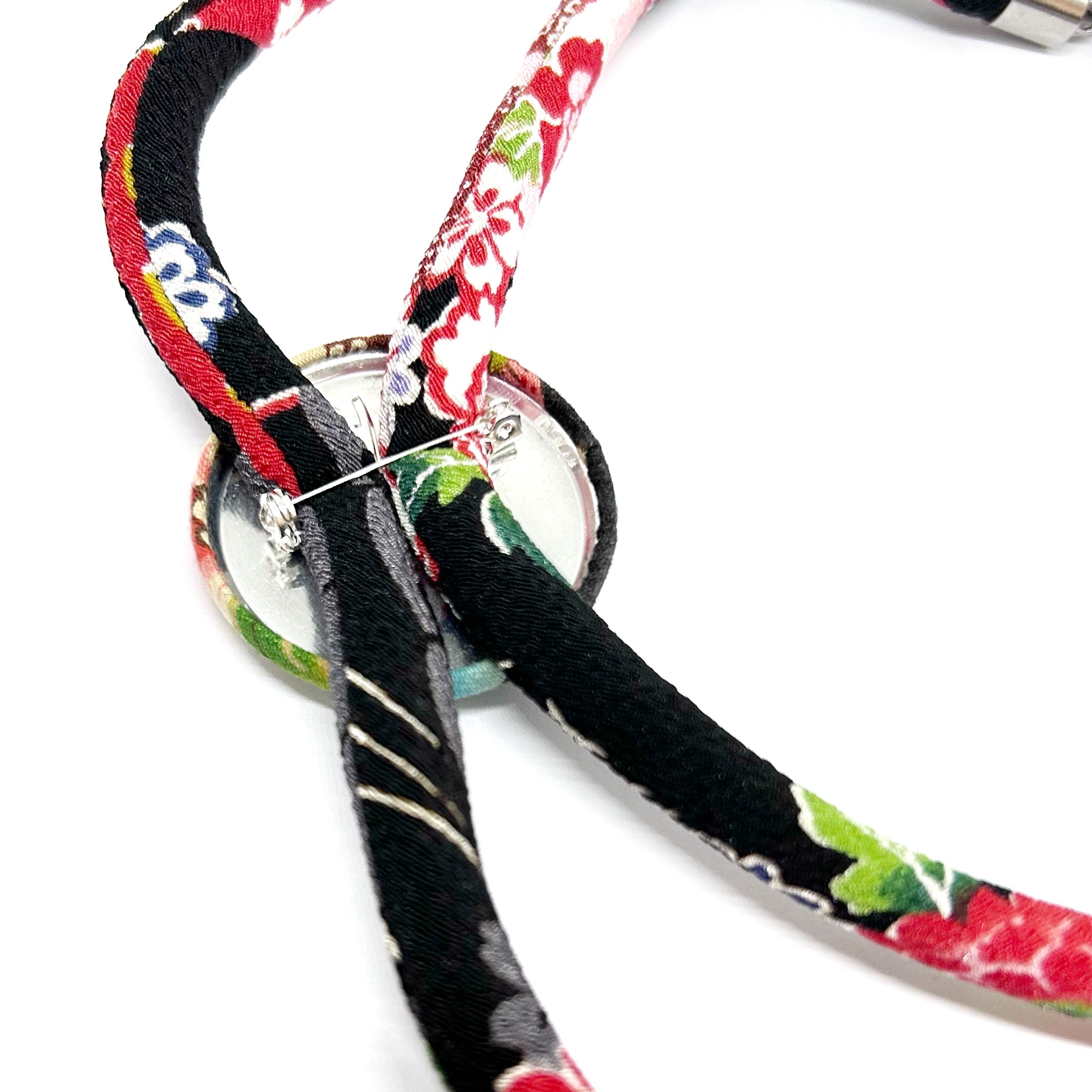 Kimono Cord Necklace - Black Blossom