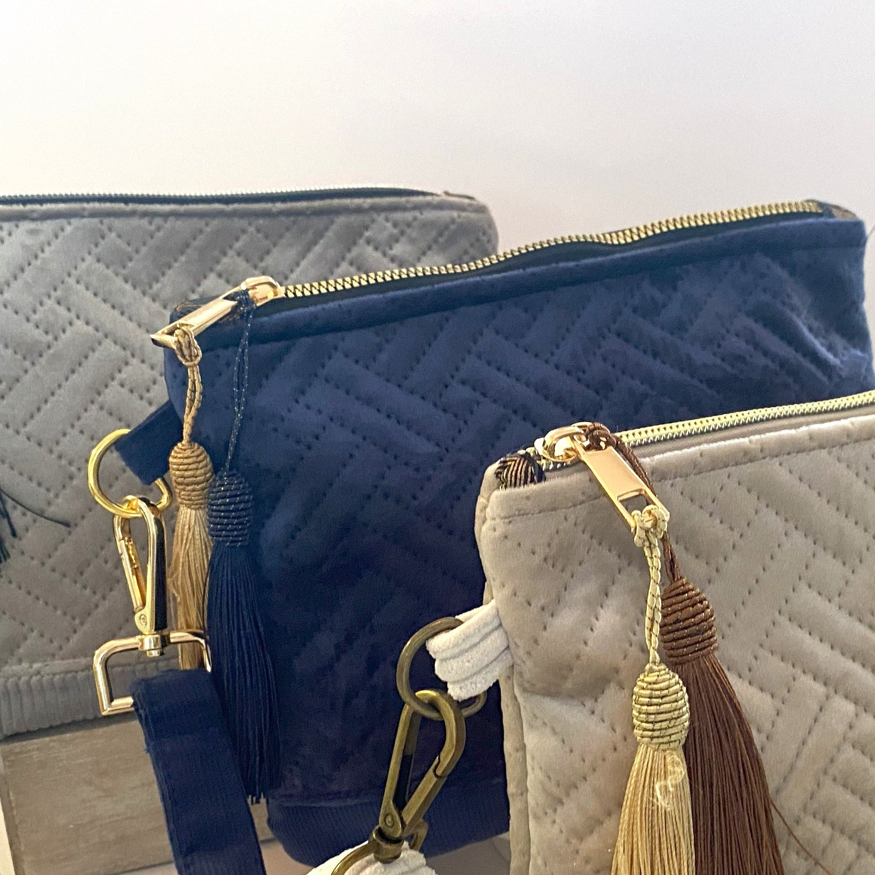 Velvet clutch purse - stone