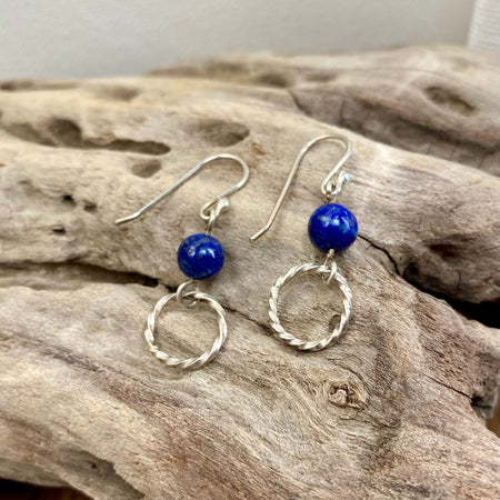 Lapis Lazuli and Silver Dangle Earrings
