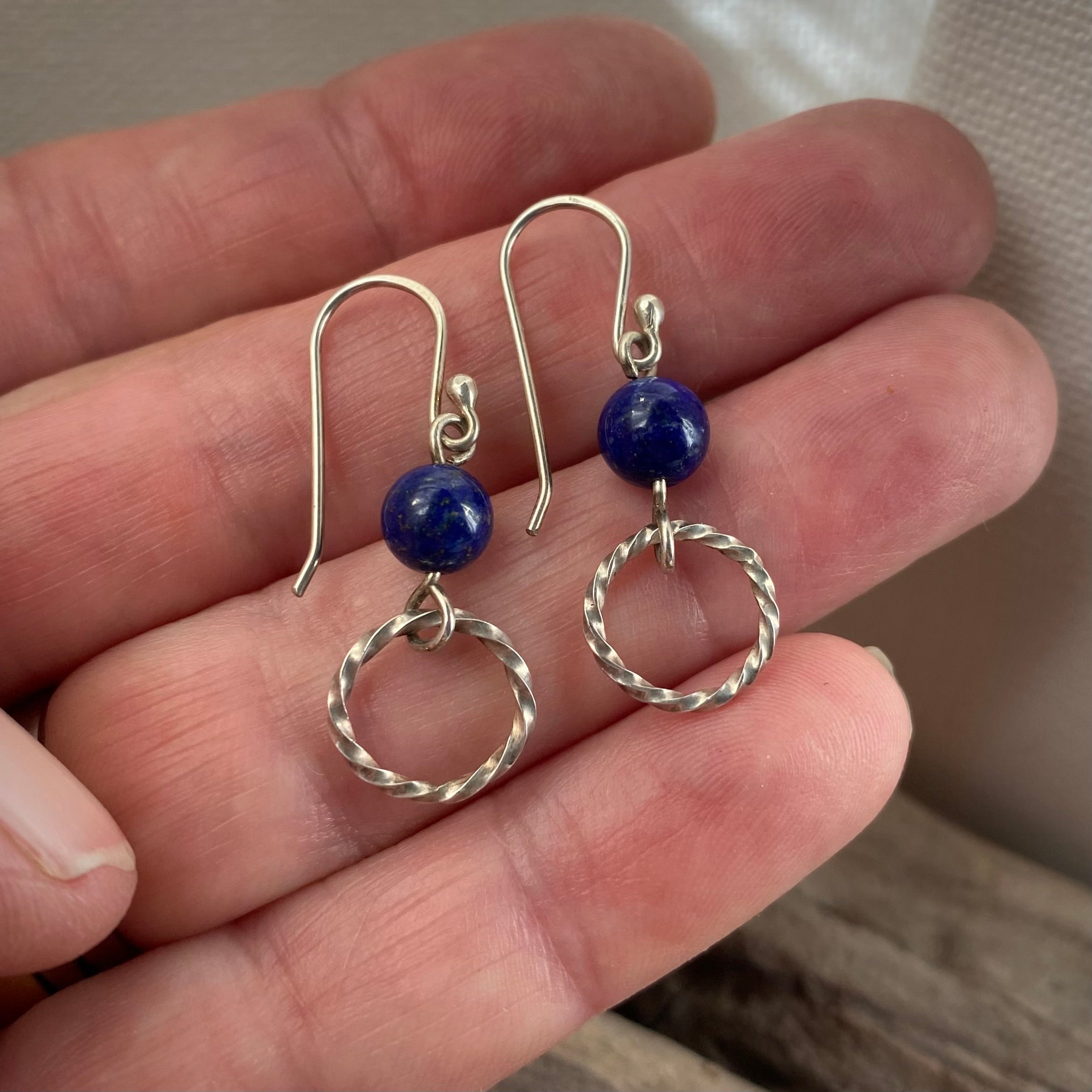 Lapis Lazuli and Silver Dangle Earrings