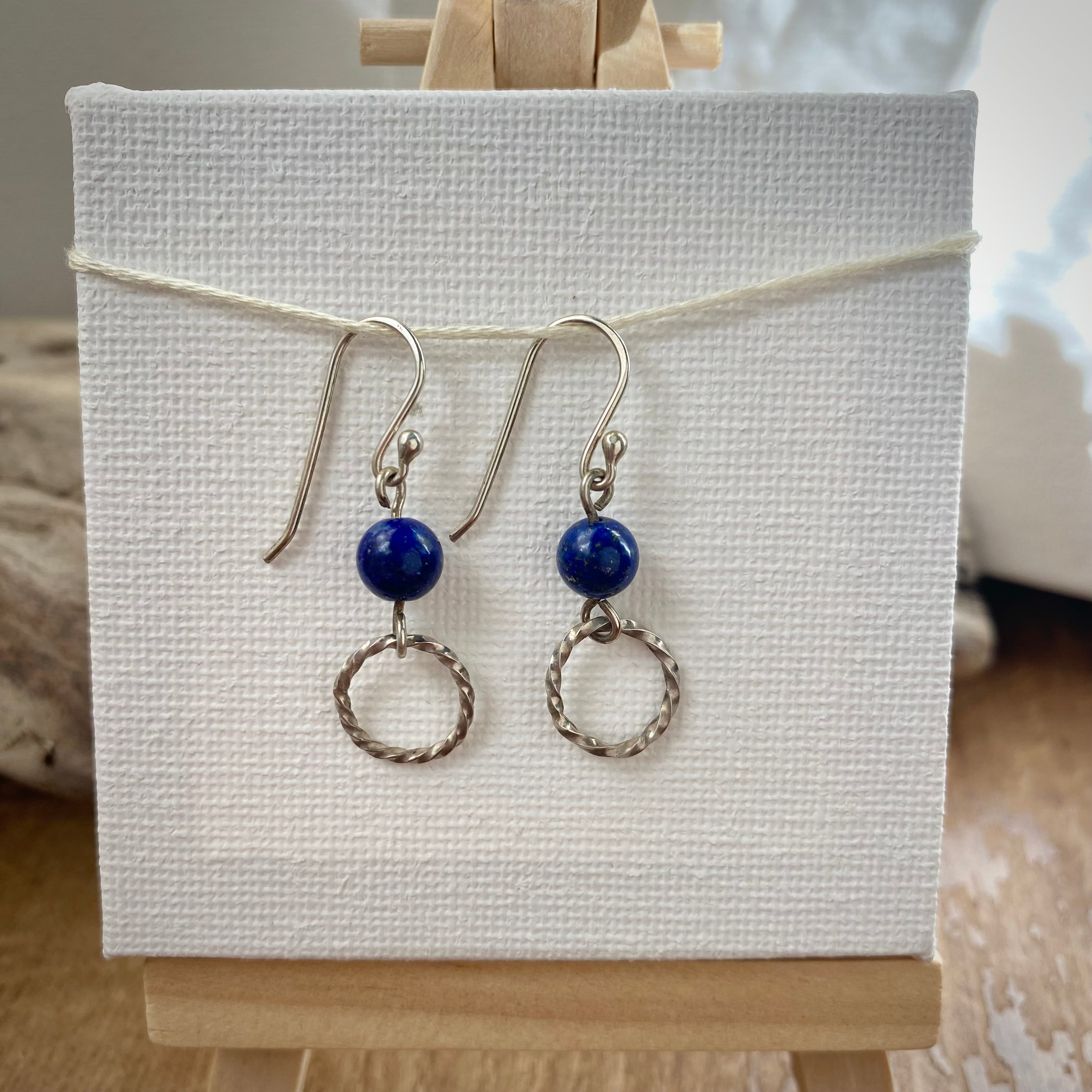 Lapis Lazuli and Silver Dangle Earrings