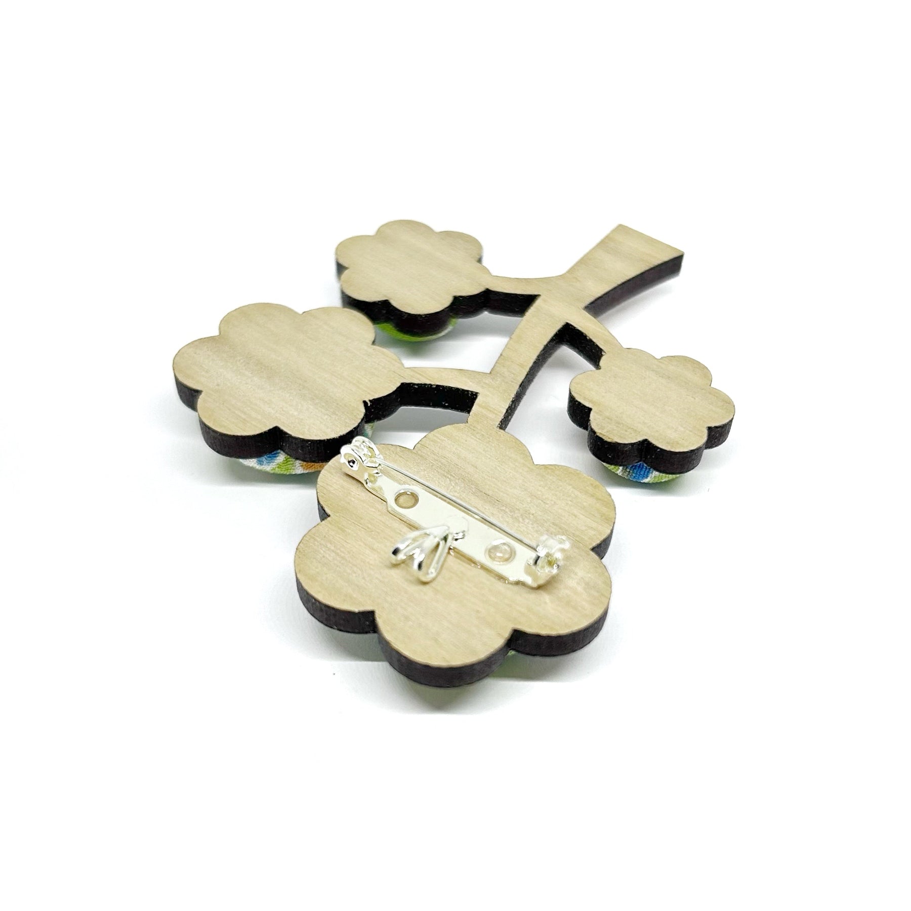 Kimono Tree Brooch - Cool Blues