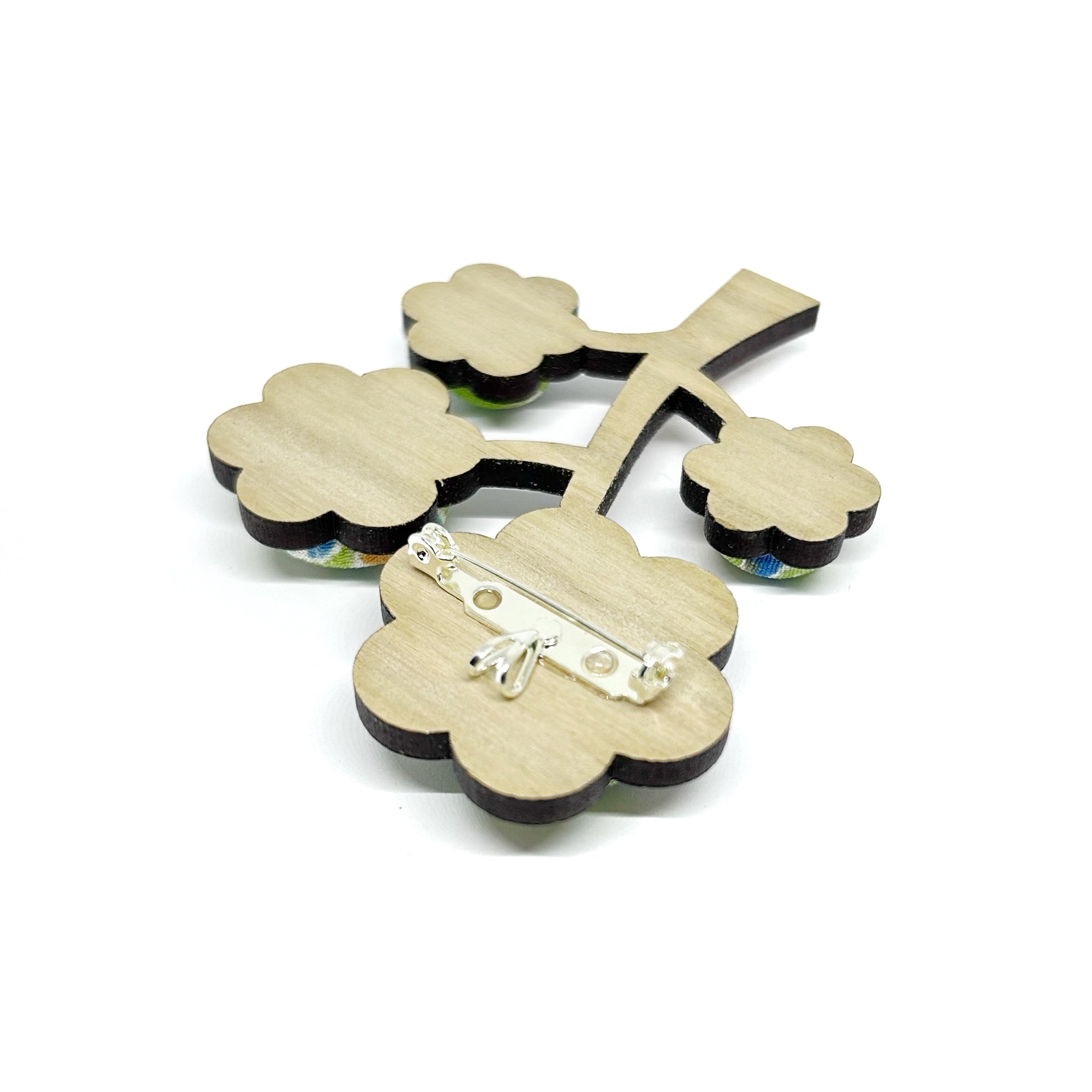 Kimono Tree Brooch - Cool Blues