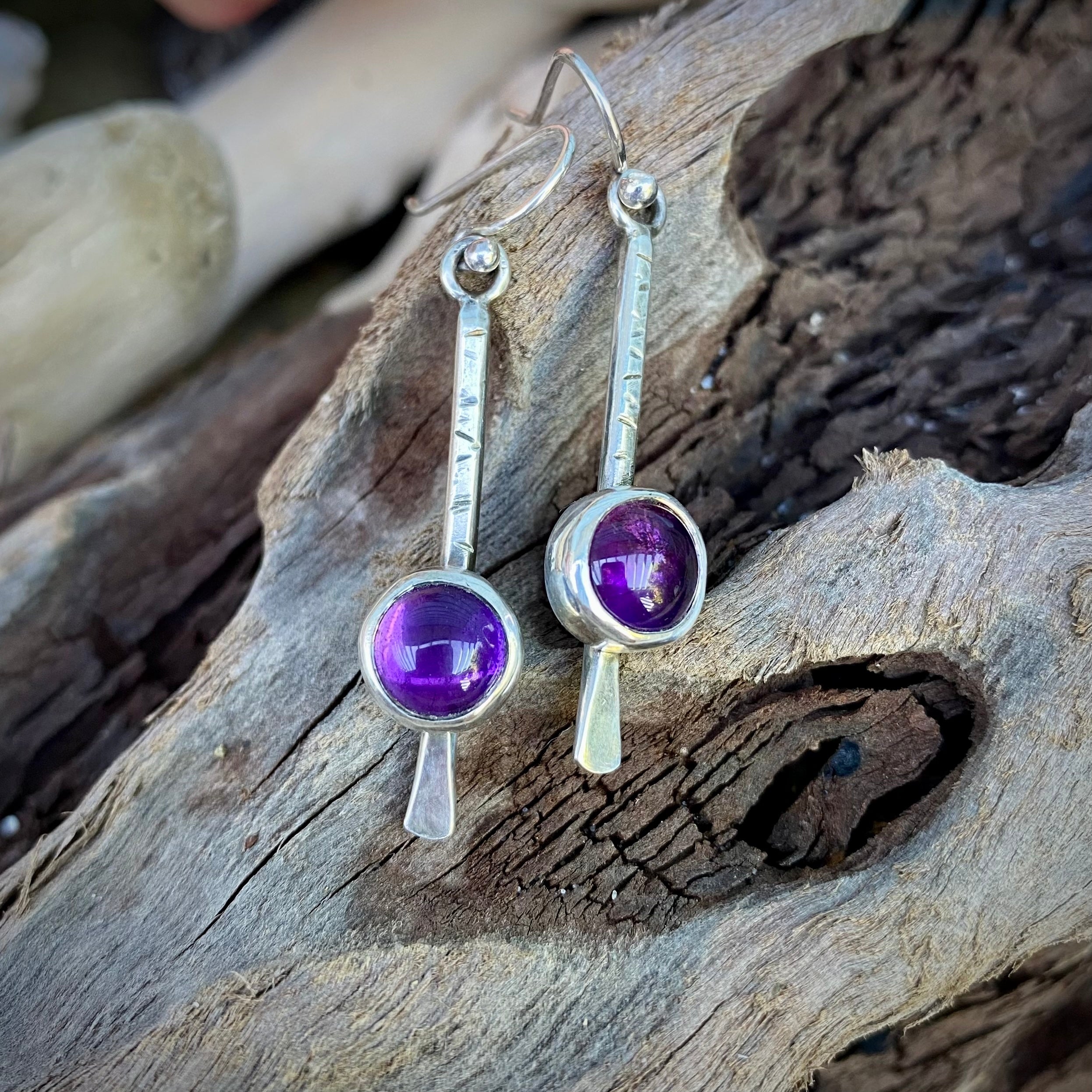 Amethyst and Sterling Silver Dangles