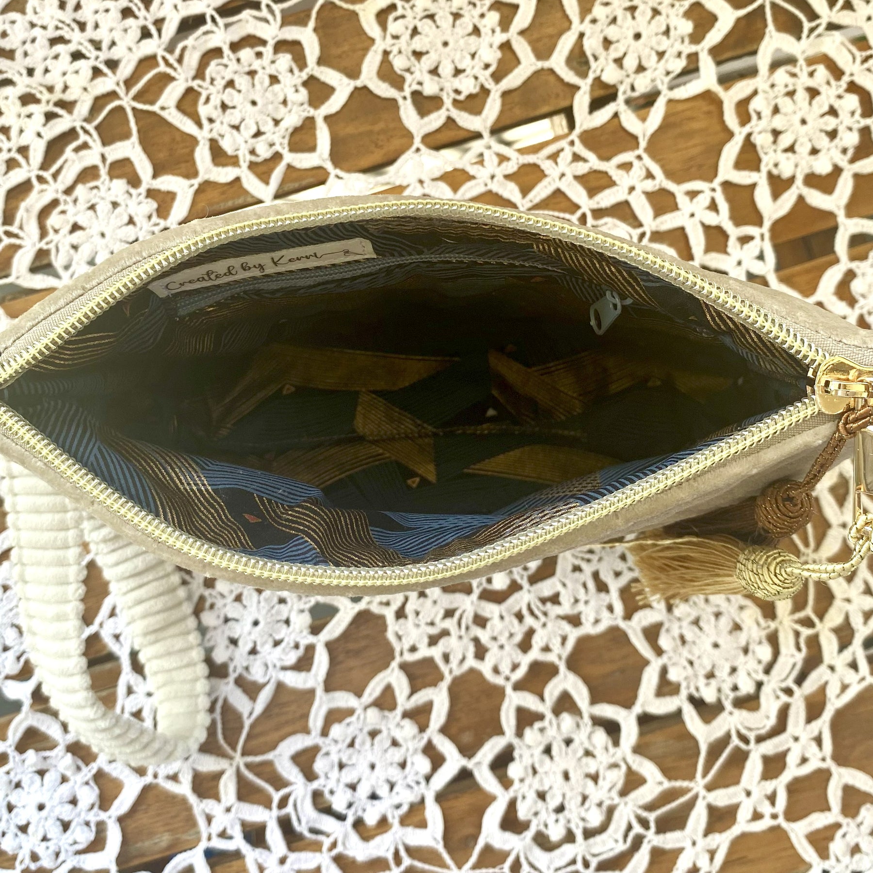 Velvet clutch purse - stone