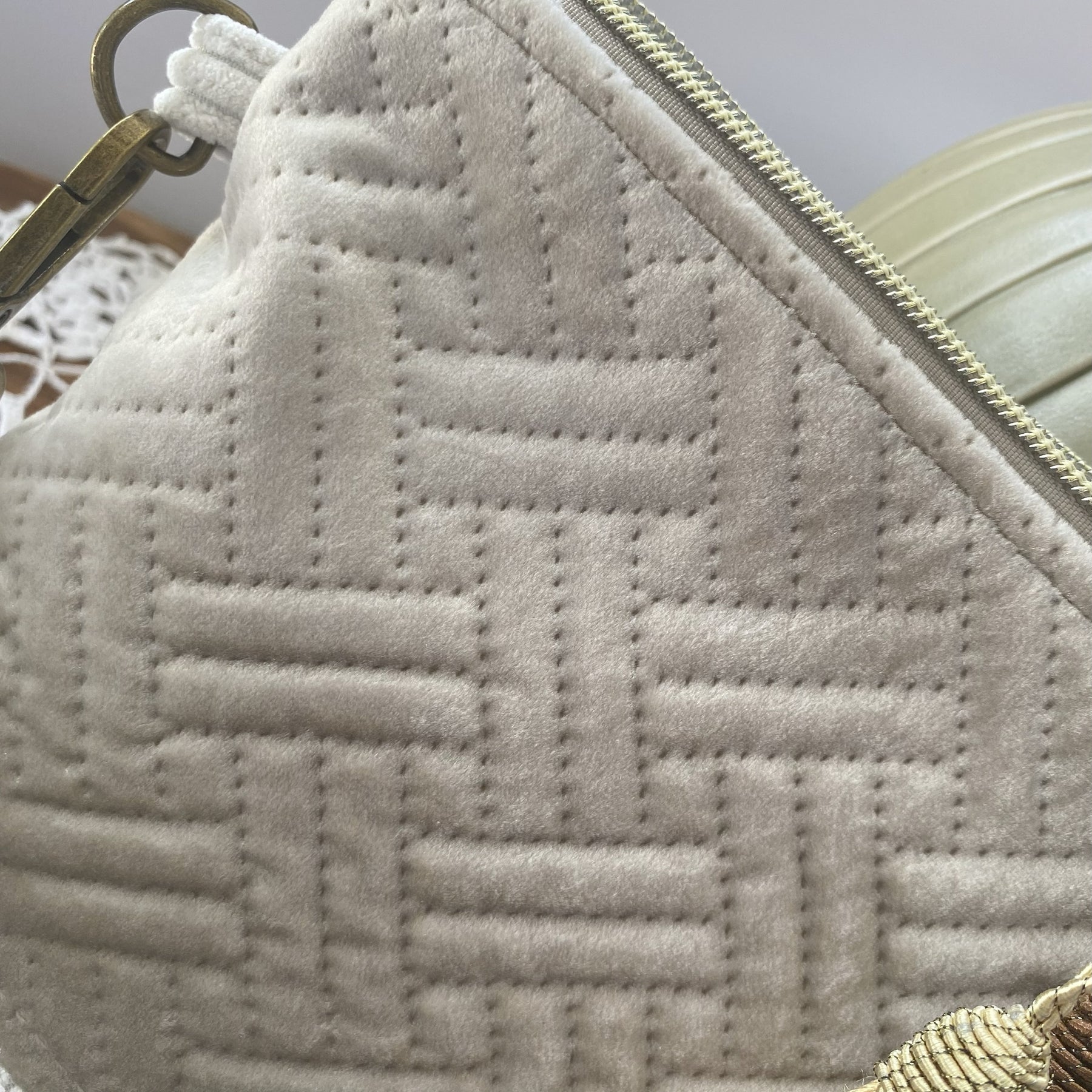 Velvet clutch purse - stone