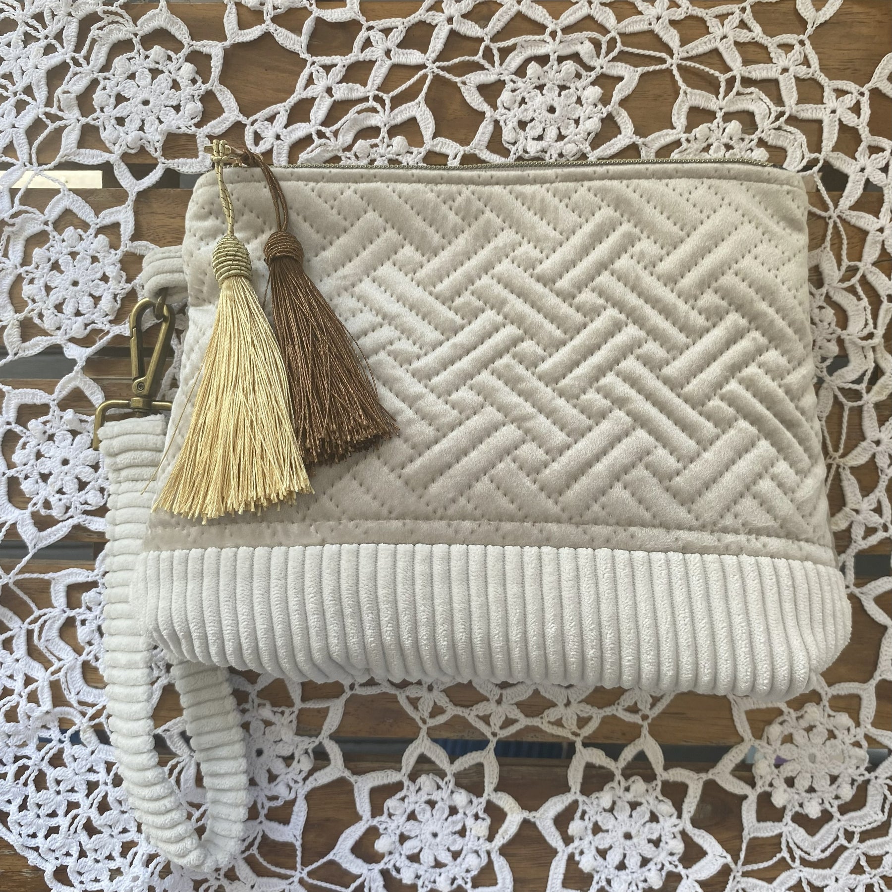 Velvet clutch purse - stone