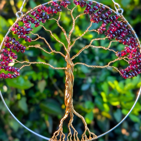 Garnet suncatcher - Handmade wire art - 2 tones - OOAK design