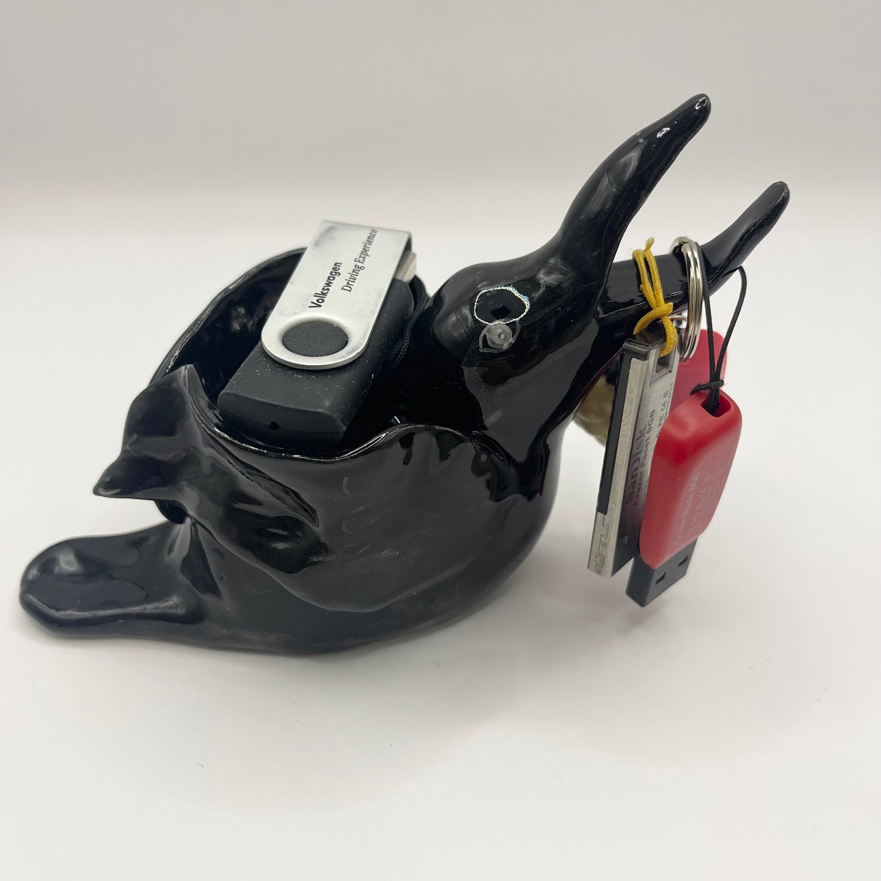 Handmade Porcelain Black Crow Desk Buddy – Multipurpose Holder