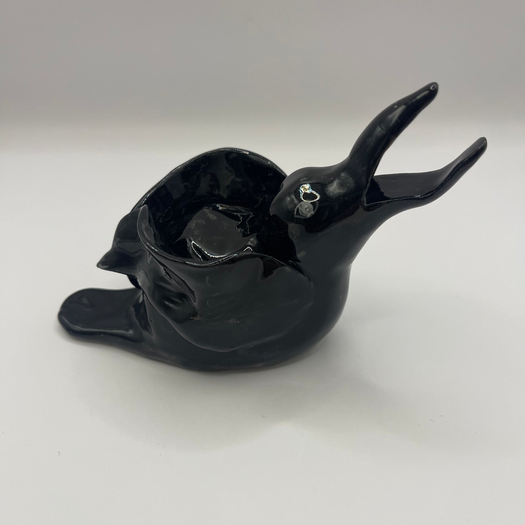 Handmade Porcelain Black Crow Desk Buddy – Multipurpose Holder