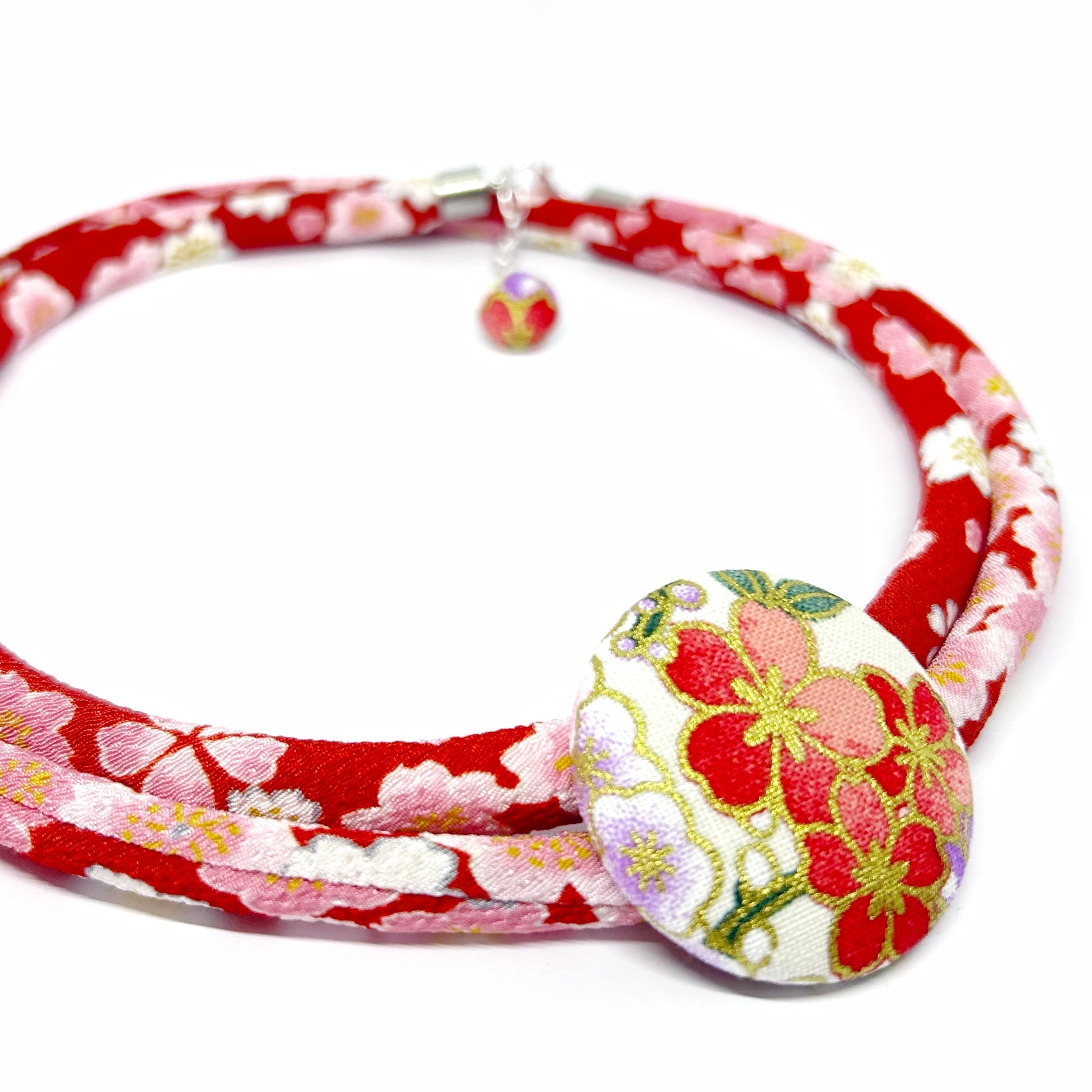 Kimono Cord Necklace - Pink Blossom