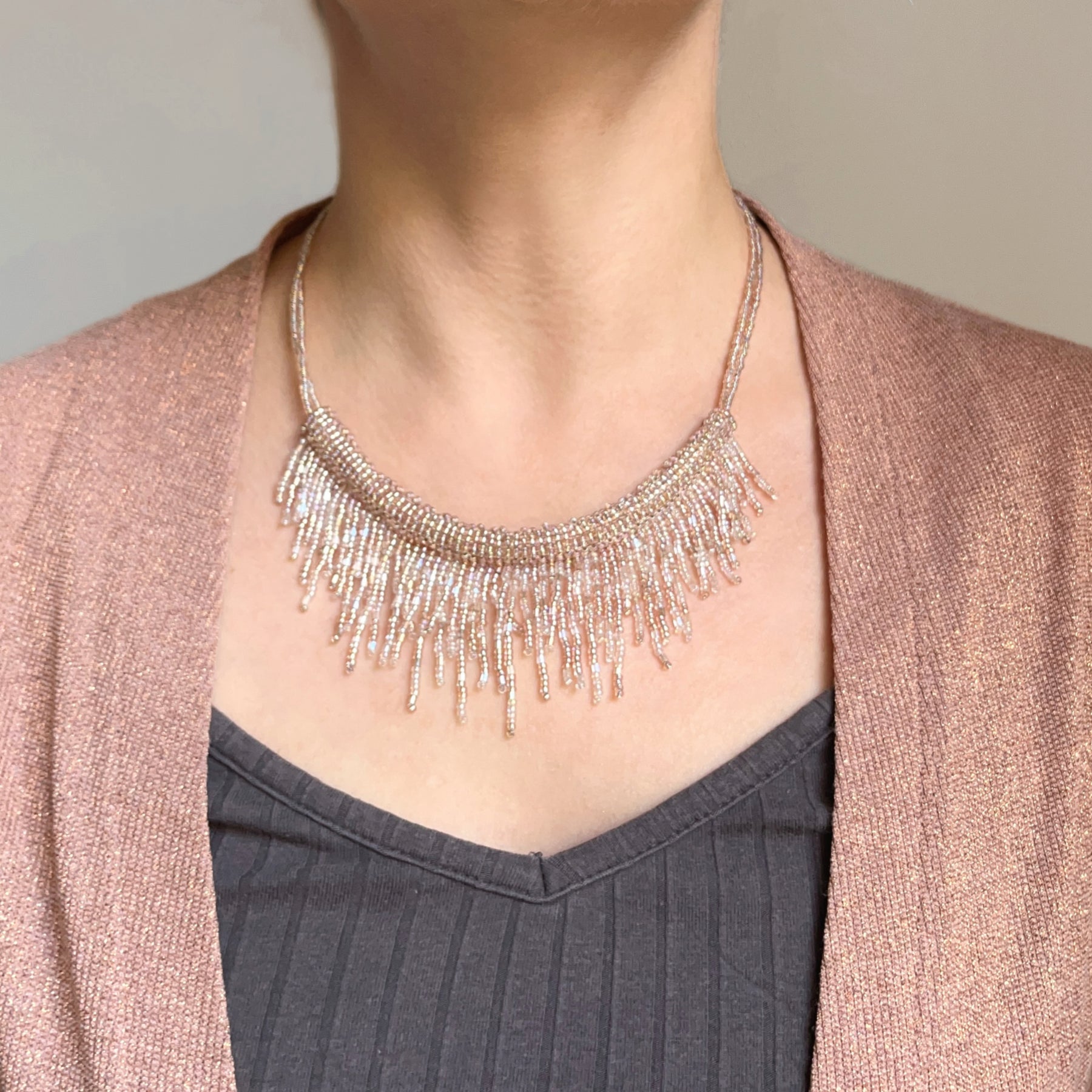 SHIMMER NUDE * 2 colors | festive necklace | beaded handmade