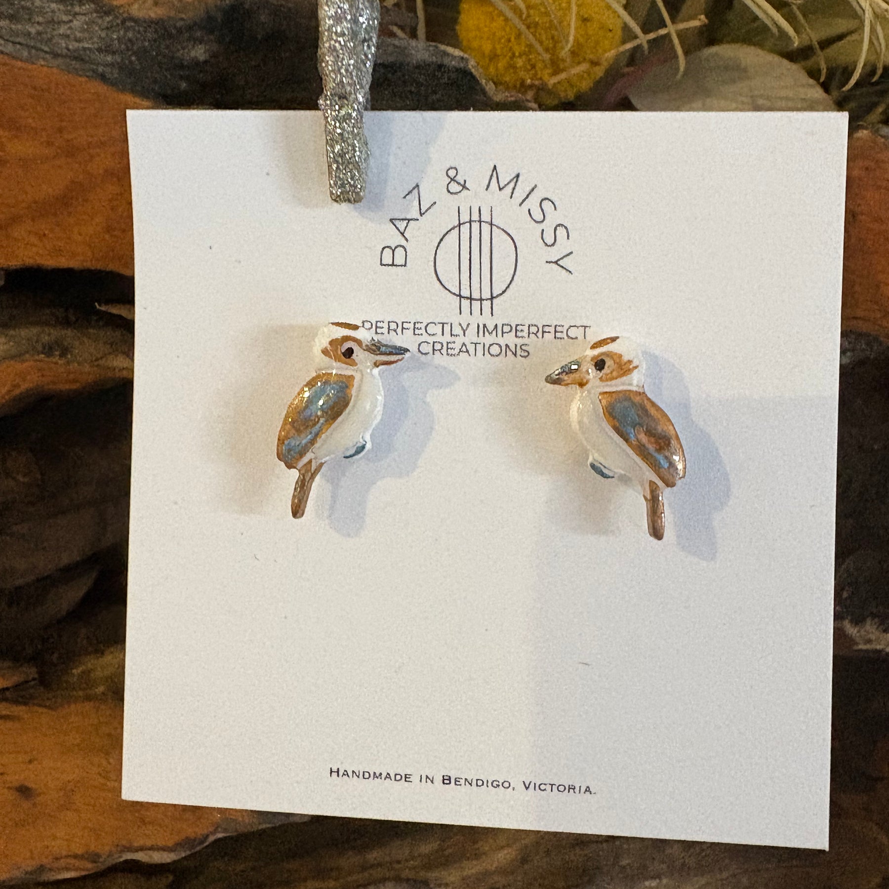 Kookaburra studs | Handmade and Hand Painted Kookaburra Studs