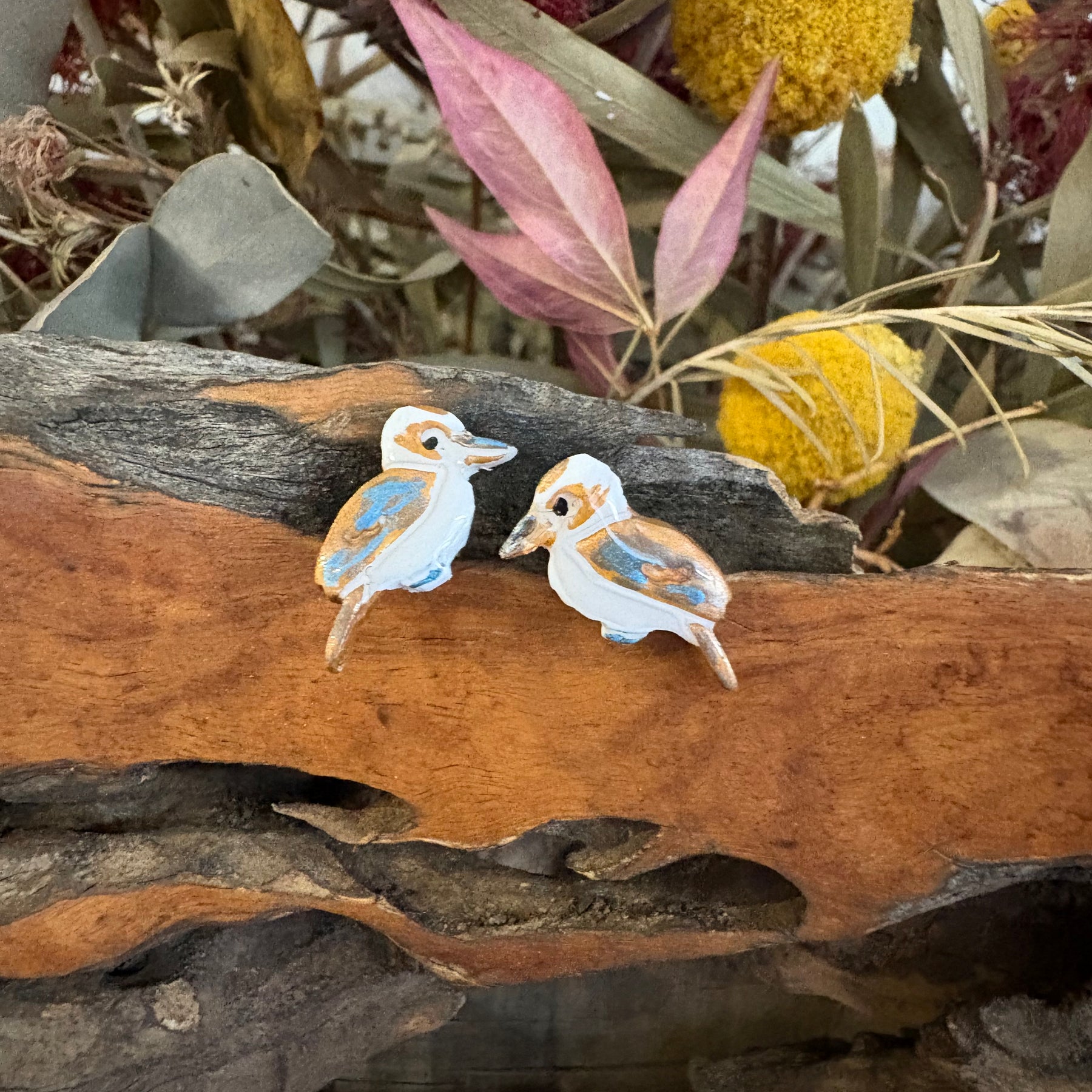 Kookaburra studs | Handmade and Hand Painted Kookaburra Studs