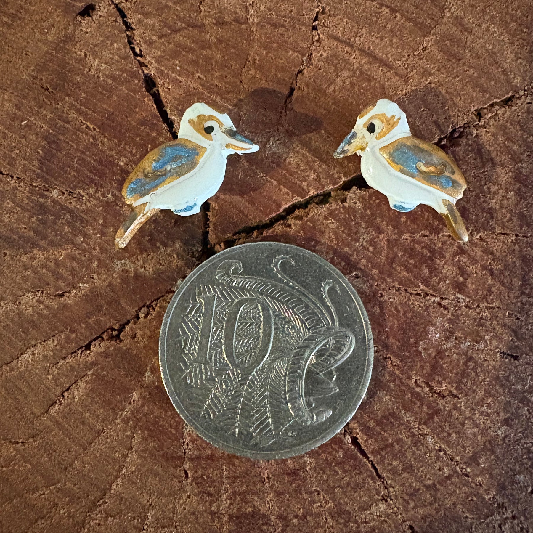 Kookaburra studs | Handmade and Hand Painted Kookaburra Studs