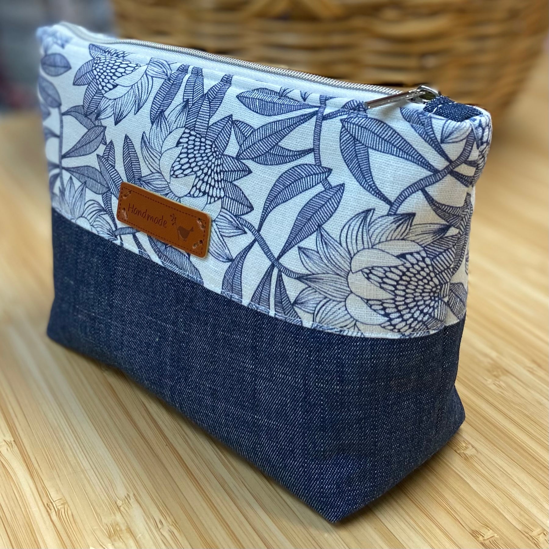 Blue & White Zipper Pouch