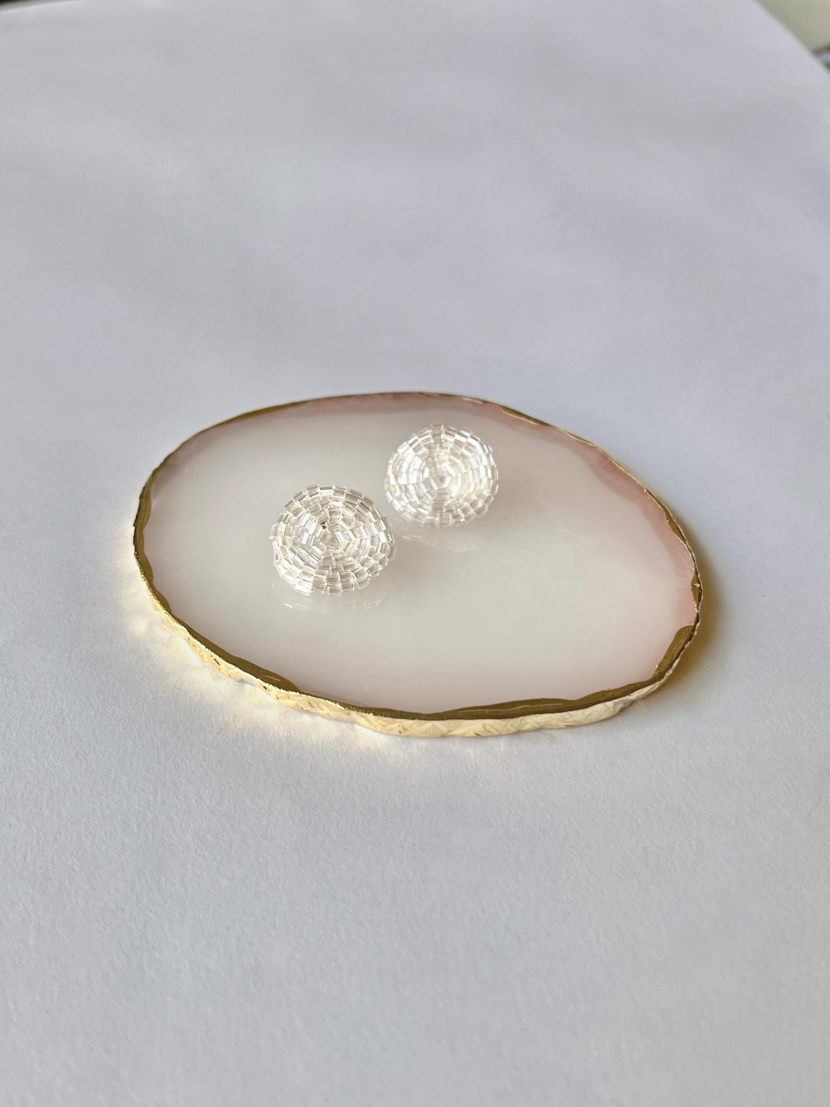 PINK MOON * 3 colors | stud beaded earrings | silver, pink nude, blue turquoise