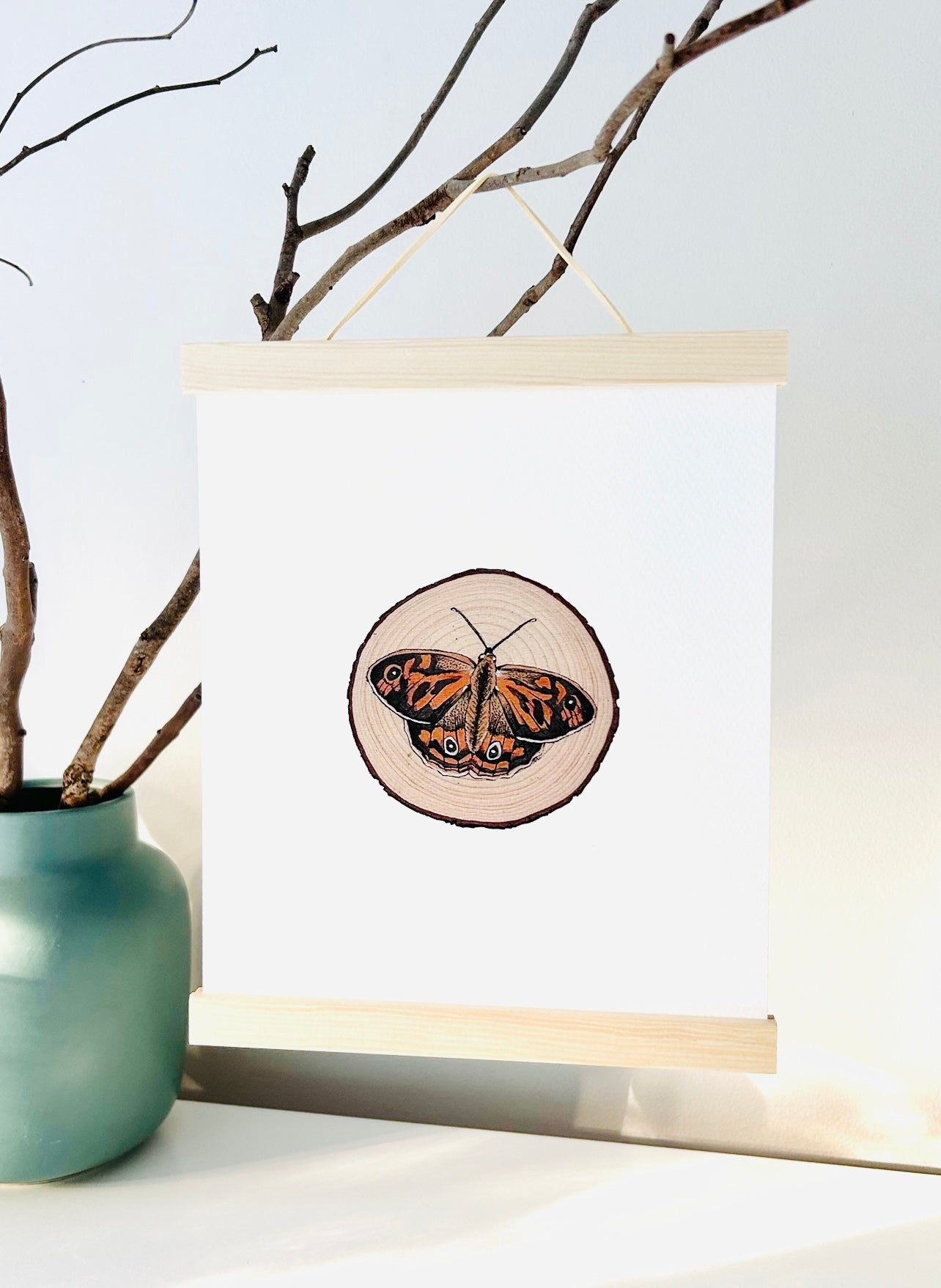 Art Print - Billy Buttons & Australian Painted Lady Butterfly