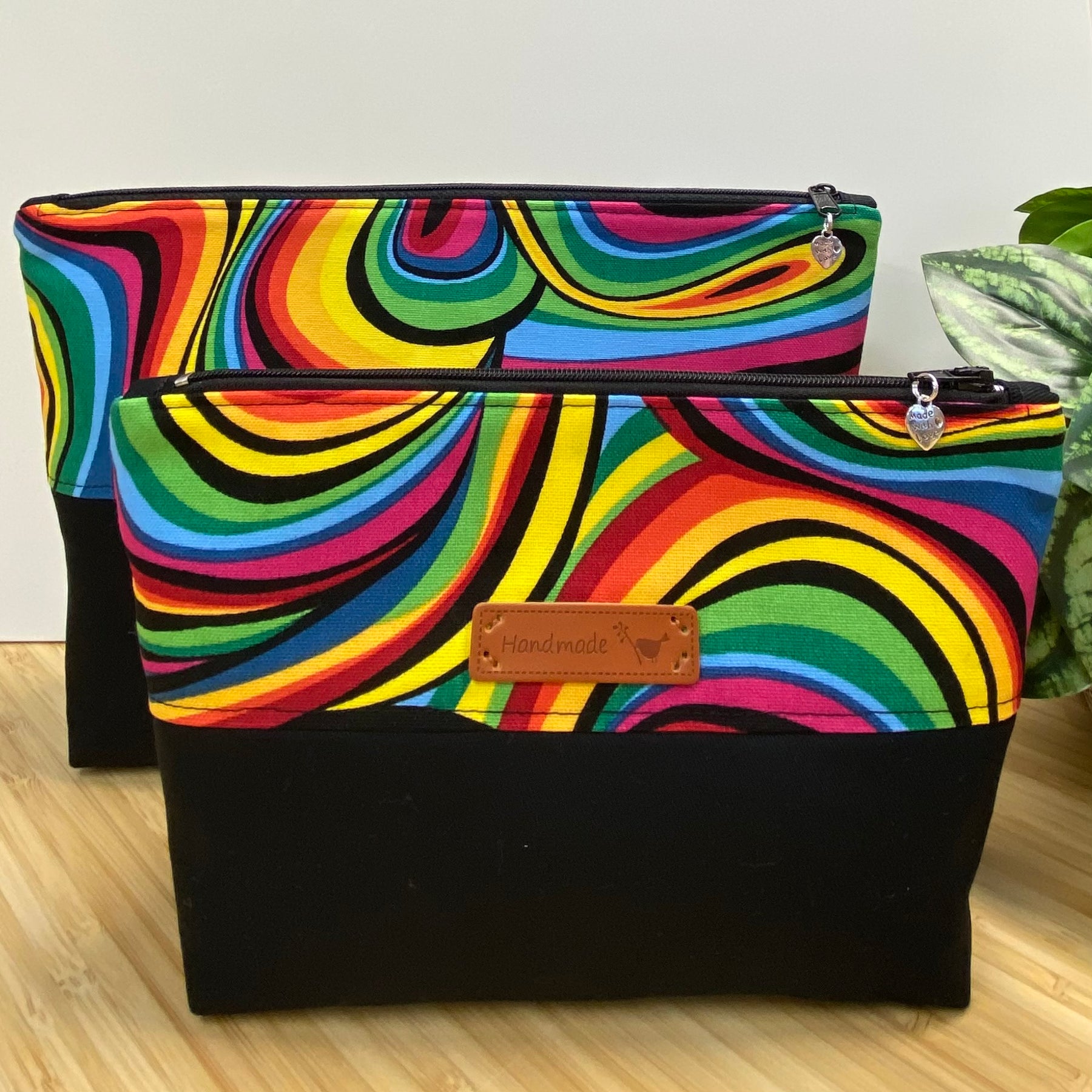 Retro Two-Tone Zipper Pouch -  Psychedelic