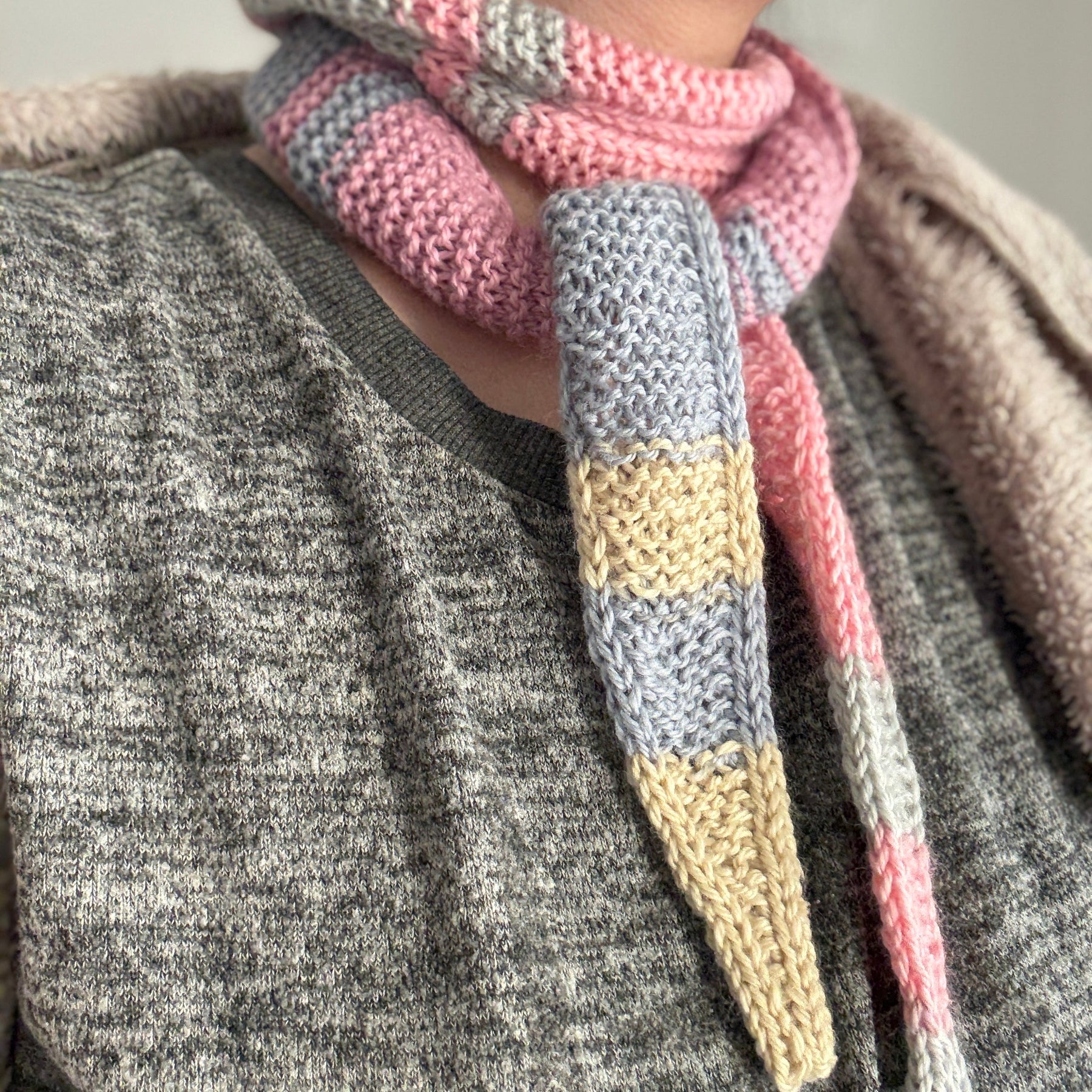 Hand knitted sophie scarf in pastel mix