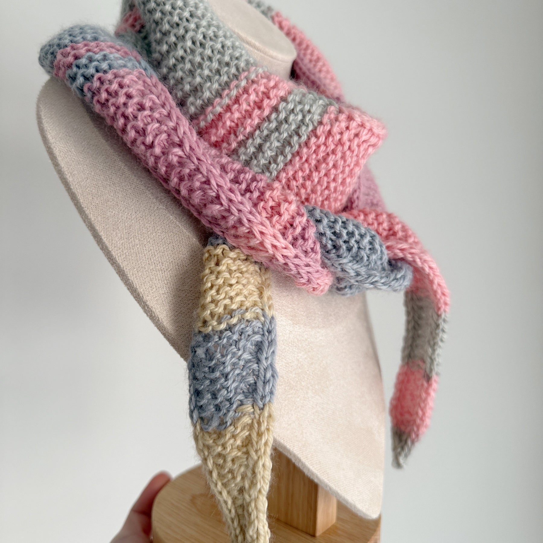 Hand knitted sophie scarf in pastel mix
