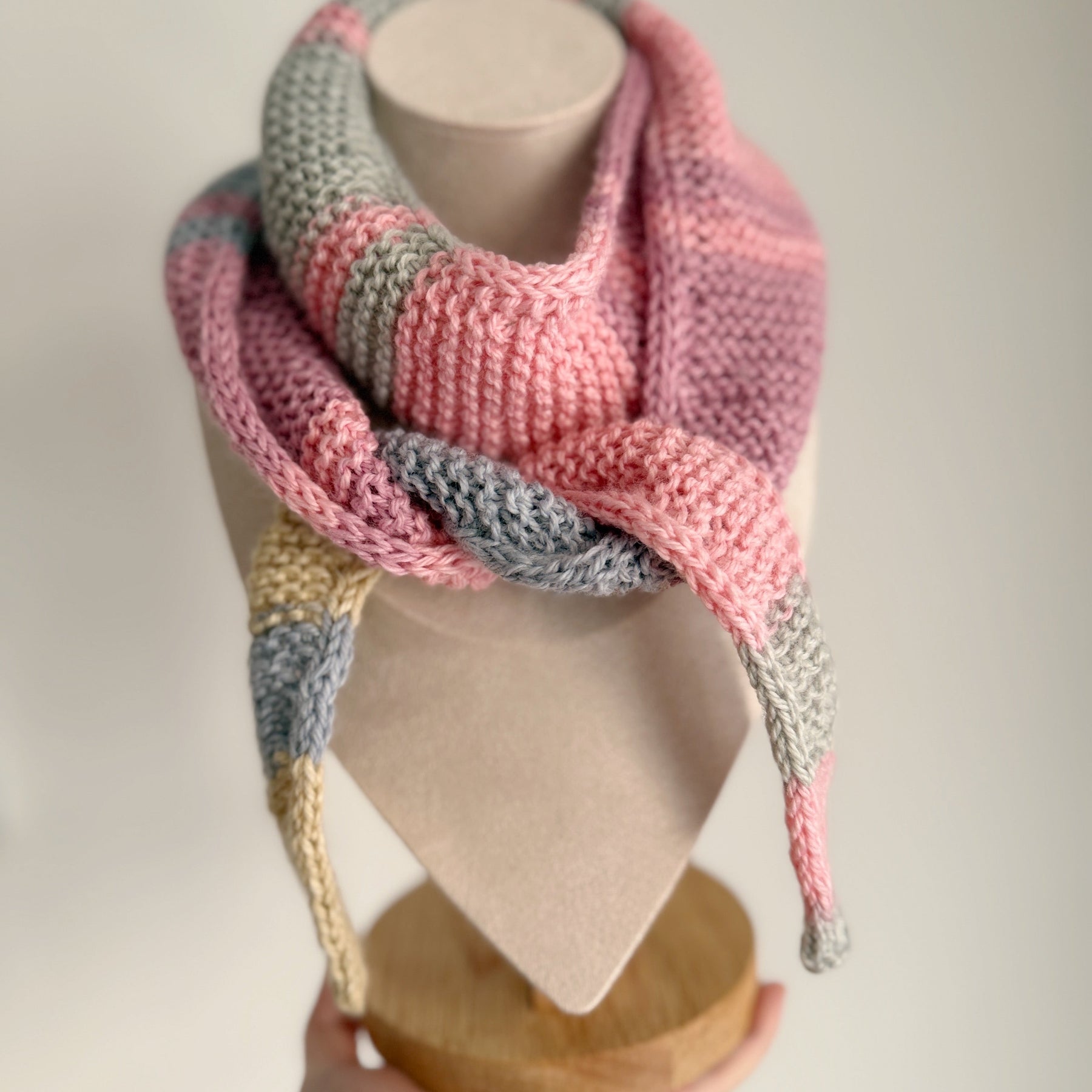 Hand knitted sophie scarf in pastel mix