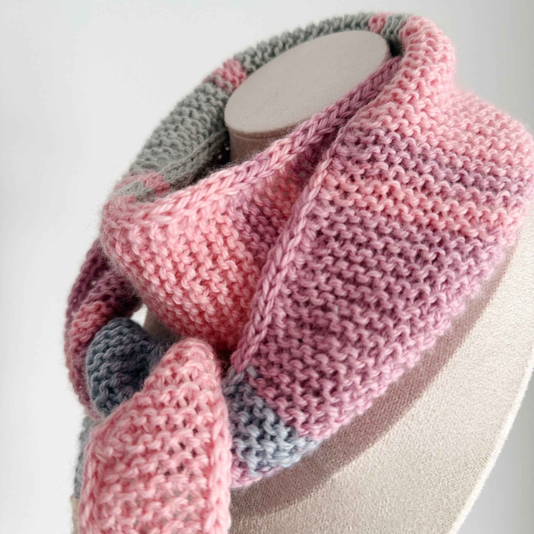 Hand knitted sophie scarf in pastel mix