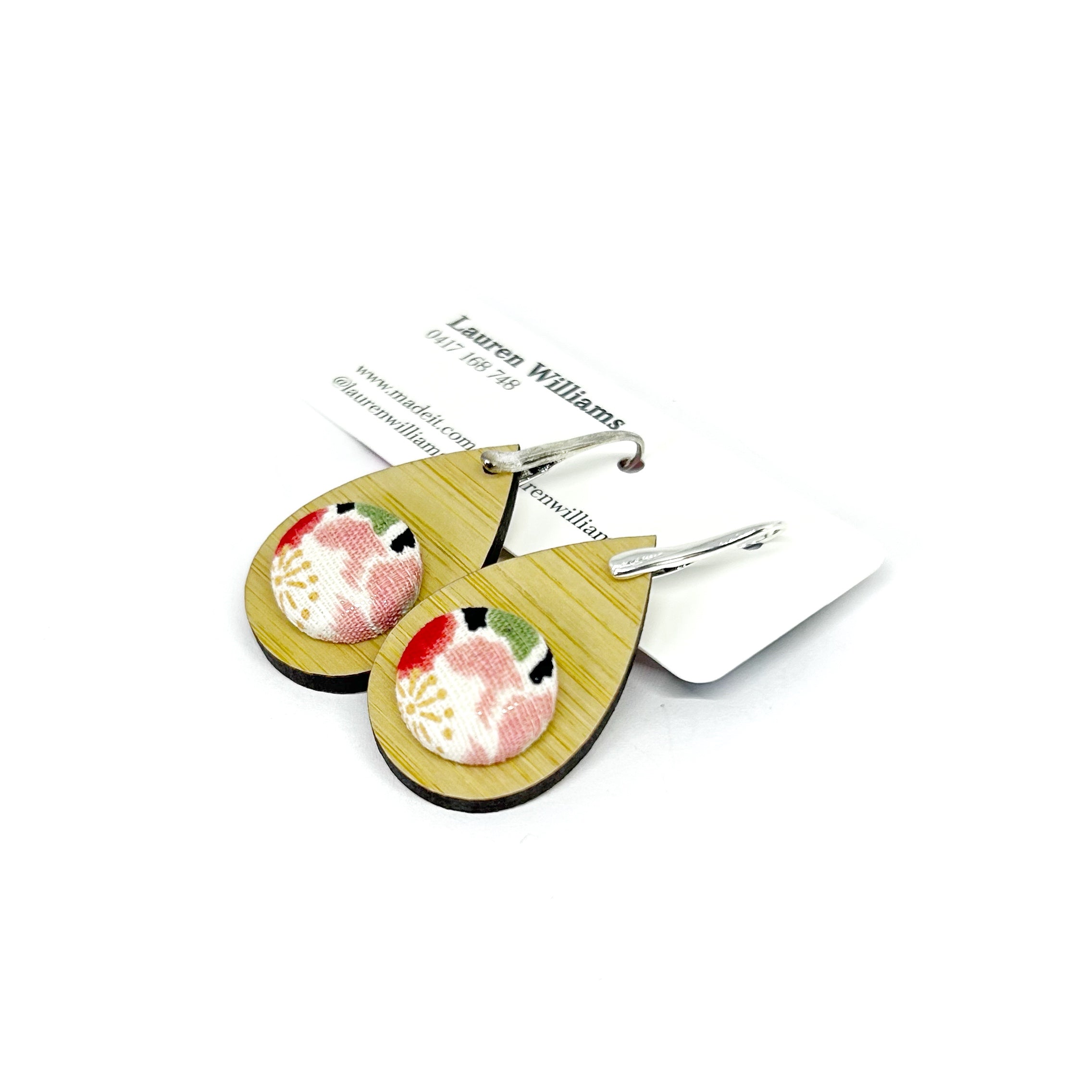 Kimono XL Tear Drop Earrings - Pinky Red